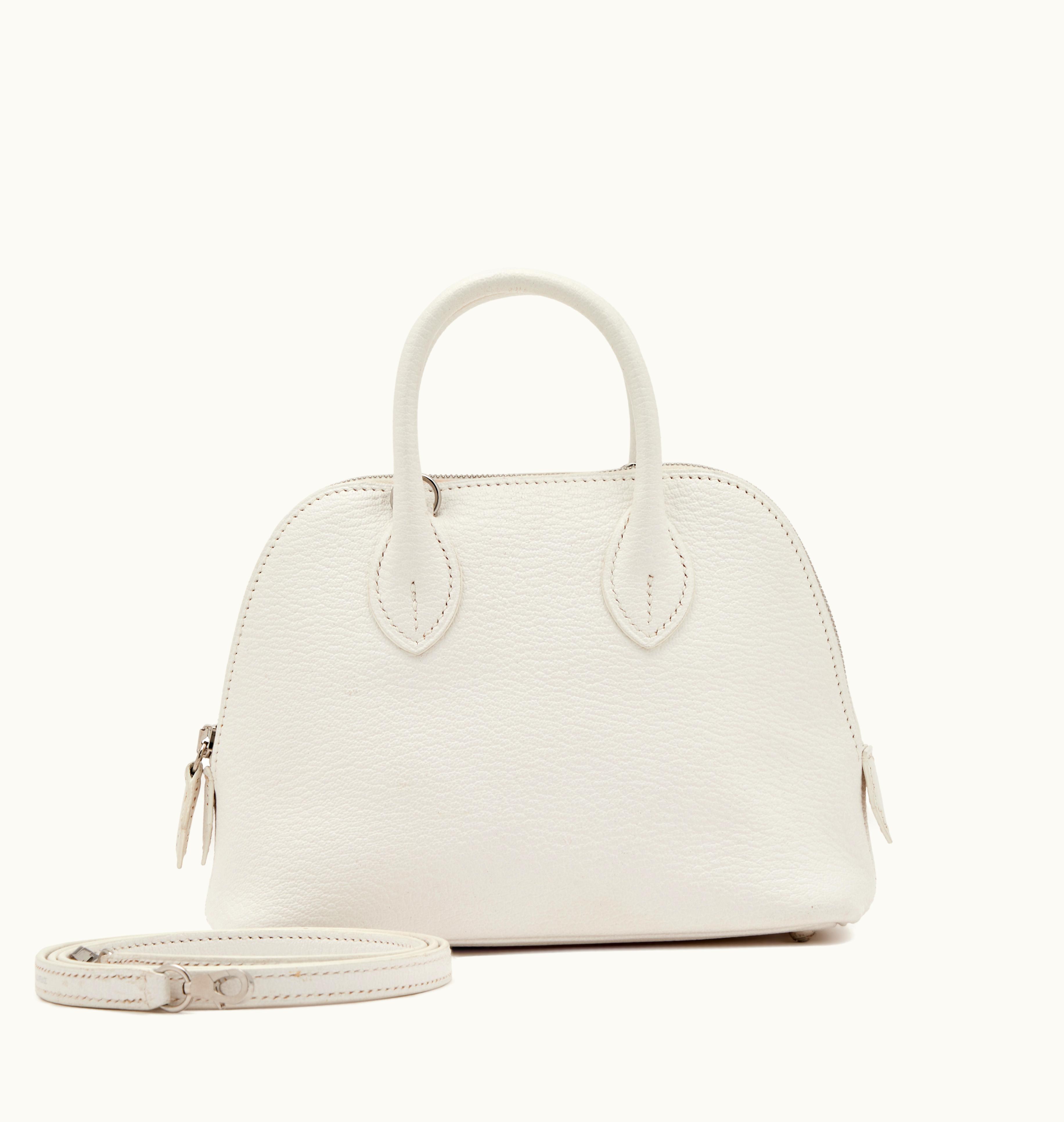 Hermès Hermès Bolide 1923 Mini in White Chèvre Mysore with Palladium Hardware, released in 2019