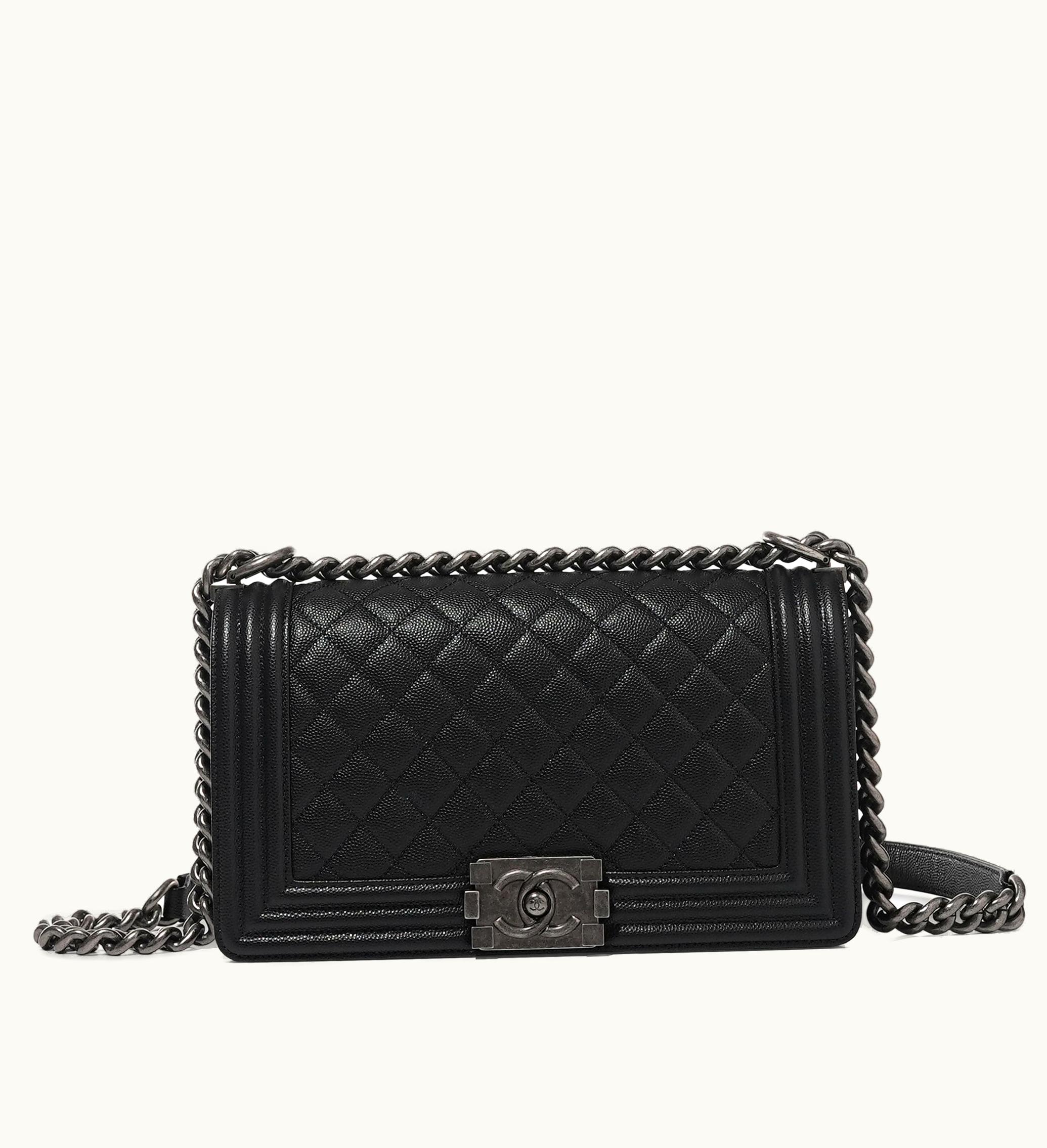 Chanel Chanel 2020 Chanel Quilted Caviar Boy Bag in Black with Ruthenium Hardware