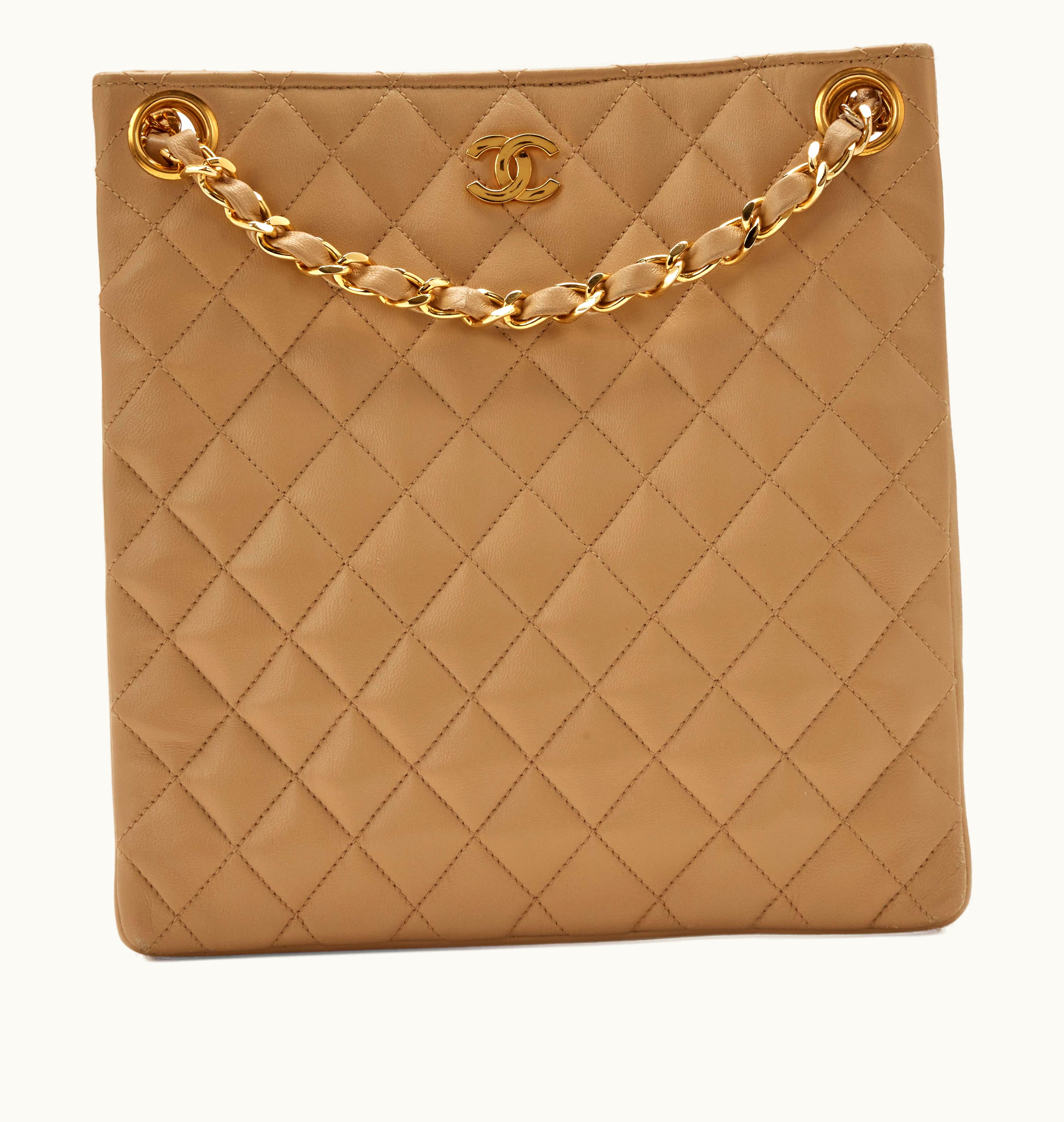 Chanel Chanel Beige CC Open Top Mini Chain Tote featuring Gold Hardware, from the years 1989 to 1991