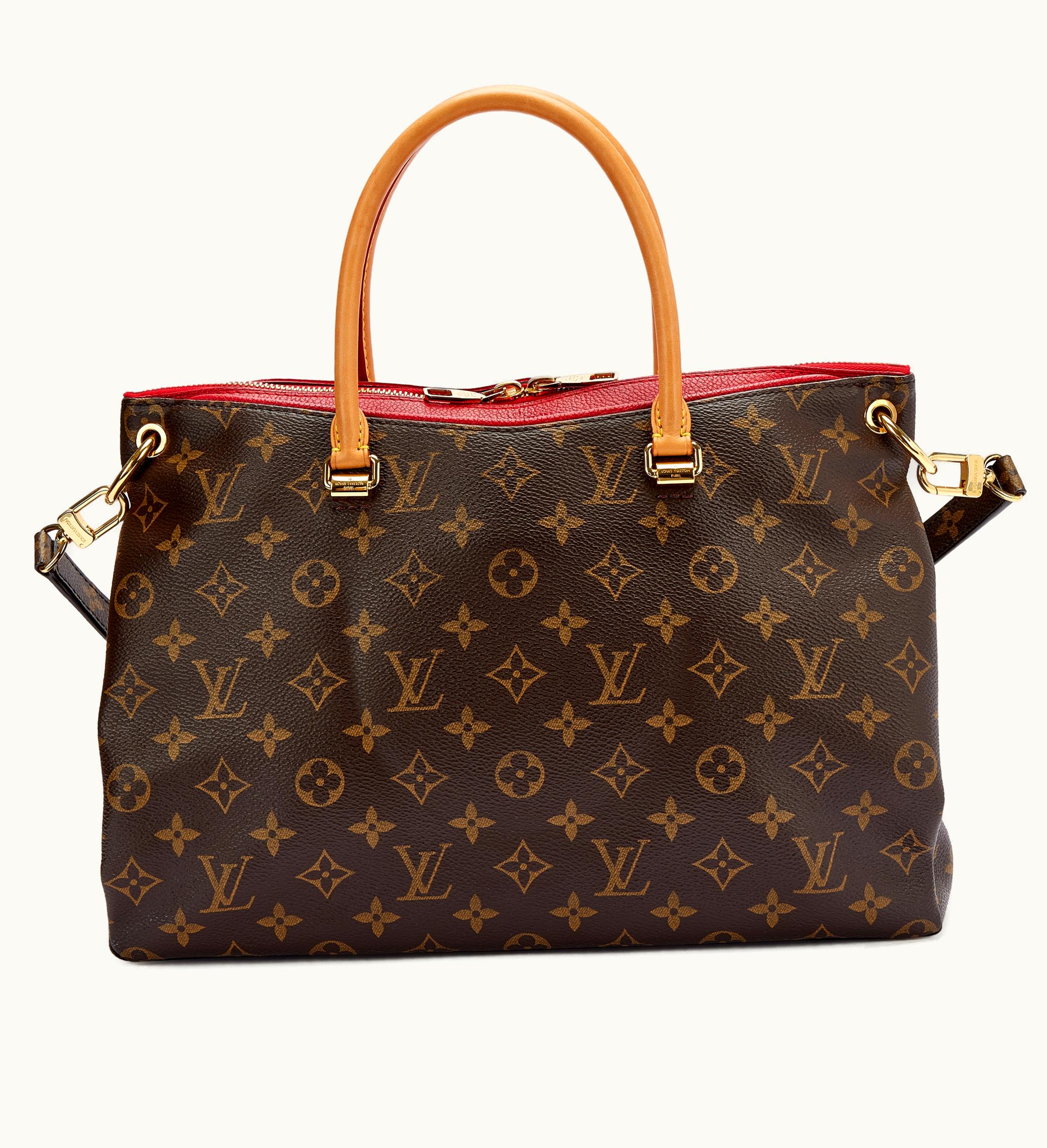 Louis Vuitton Louis Vuitton Brown Monogram Coated Canvas and Cerise Leather Pallas MM Gold Hardware by Louis Vuitton