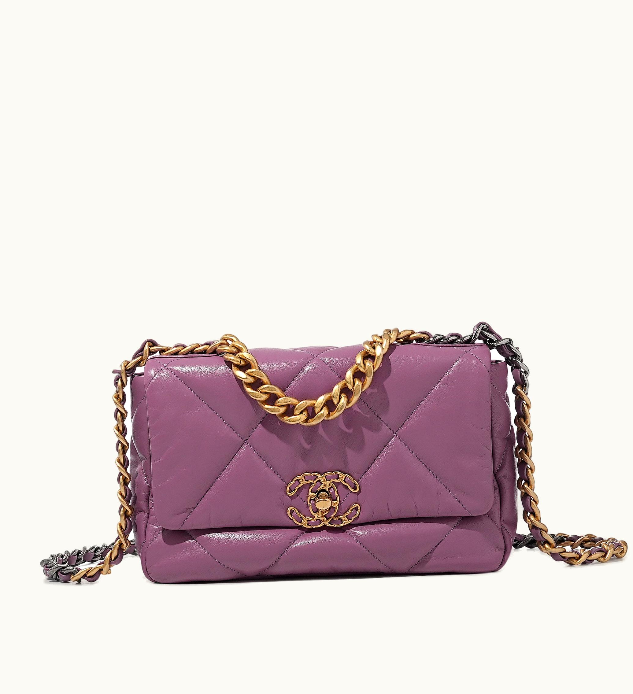 Chanel Chanel Medium 19 Flap in Purple Quilted Lambskin with Brushed Gold and Ruthenium Hardware (2021 Edition)