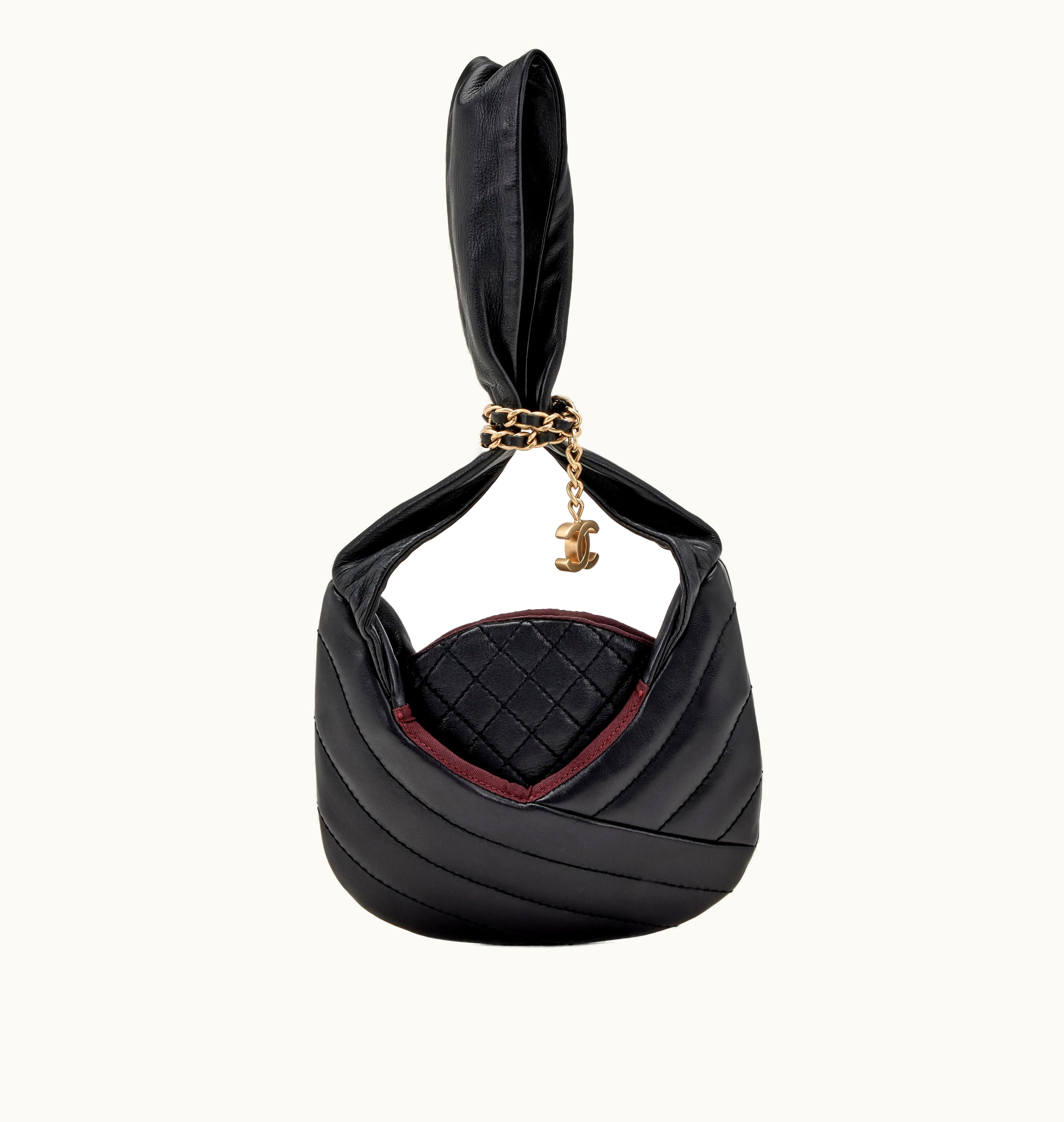 Chanel Chanel Evening Bag in Black Chaplain Lambskin with Pale Gold Hardware, Vintage from 2003-2004