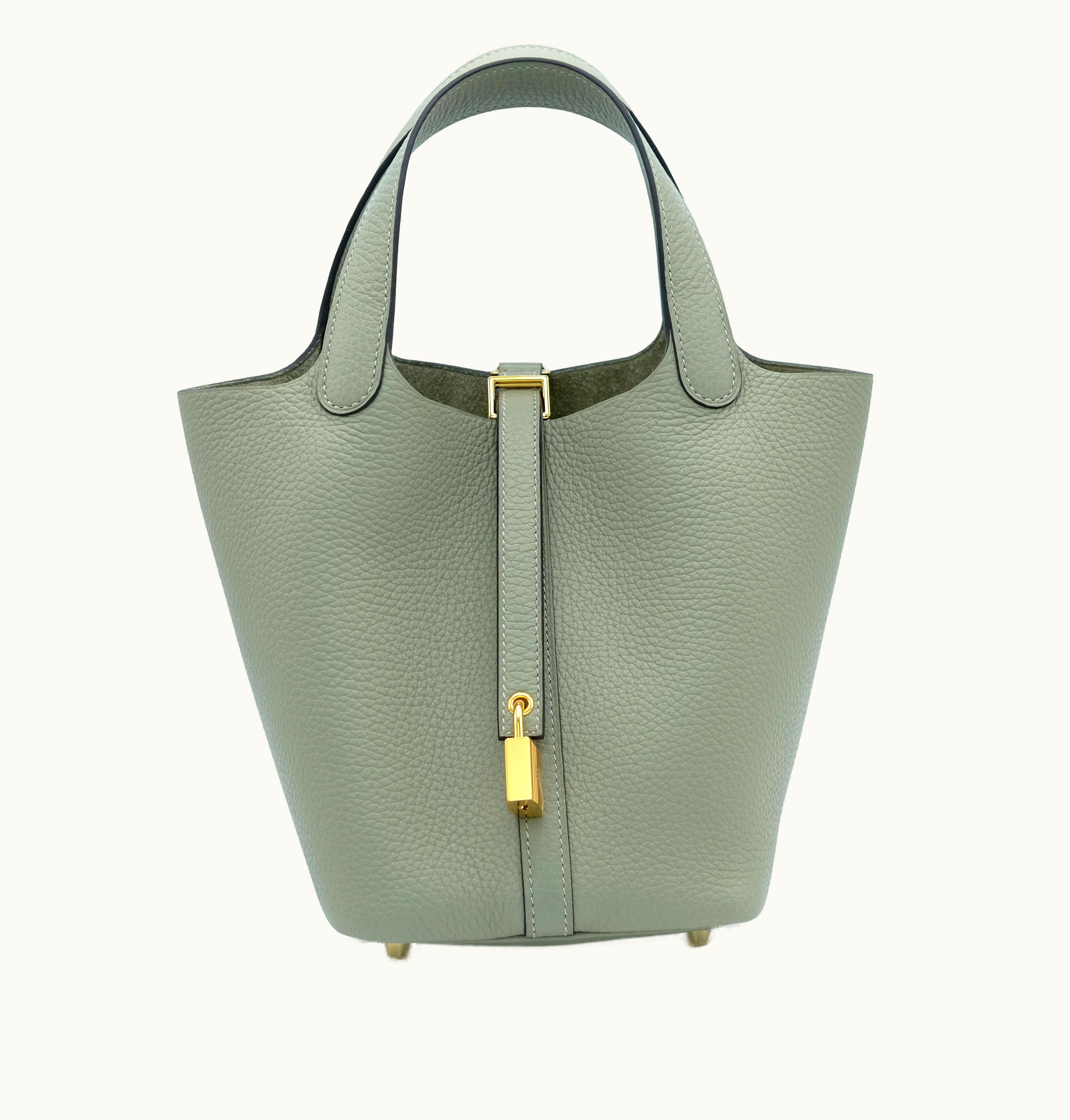 Hermès Hermès Clemence Picotin Lock 18 in Sauge with Gold Hardware, 2023