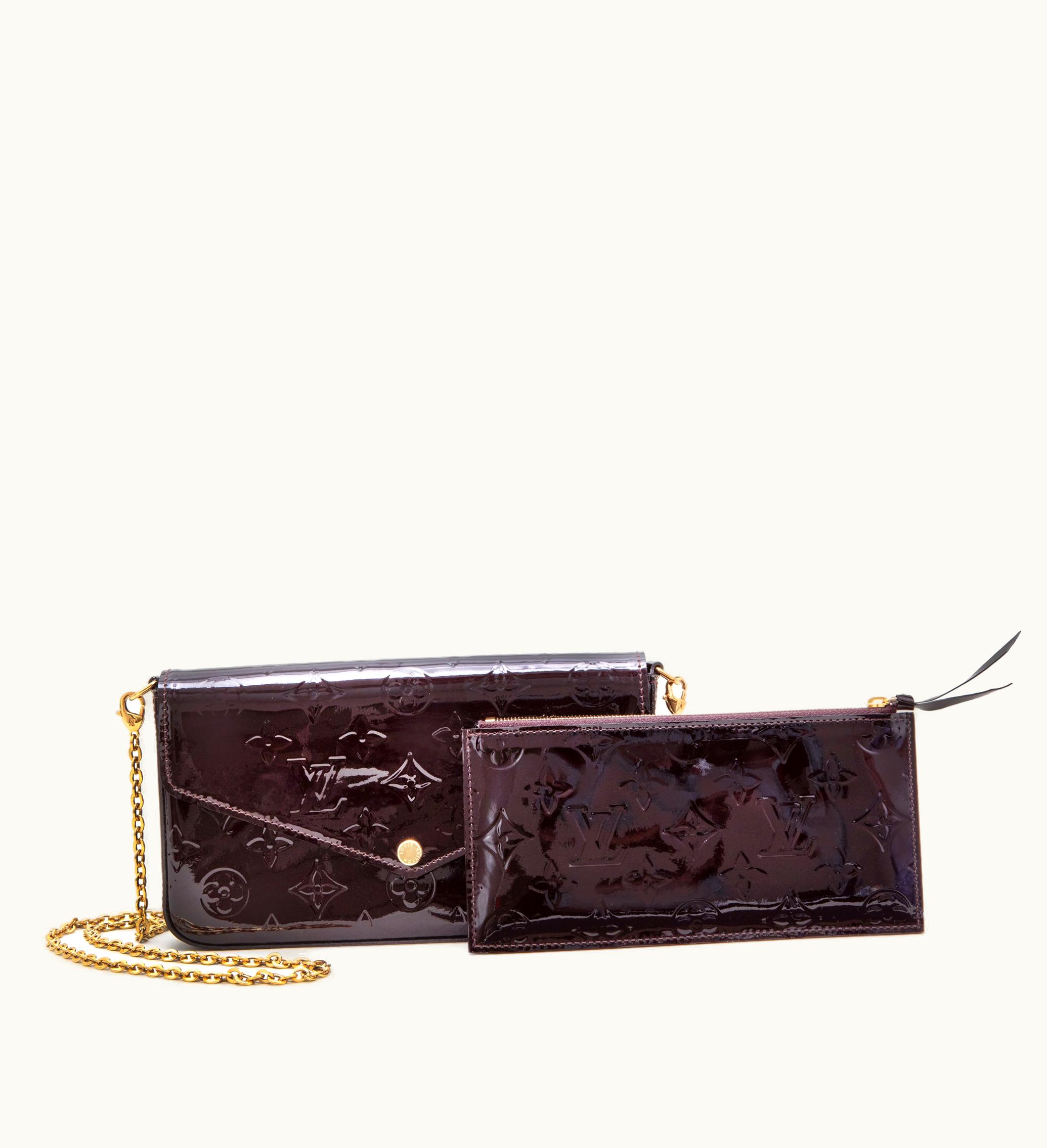 Louis Vuitton Louis Vuitton 2017 Louis Vuitton Amarante Monogram Vernis Félicie Pochette with Gold Hardware