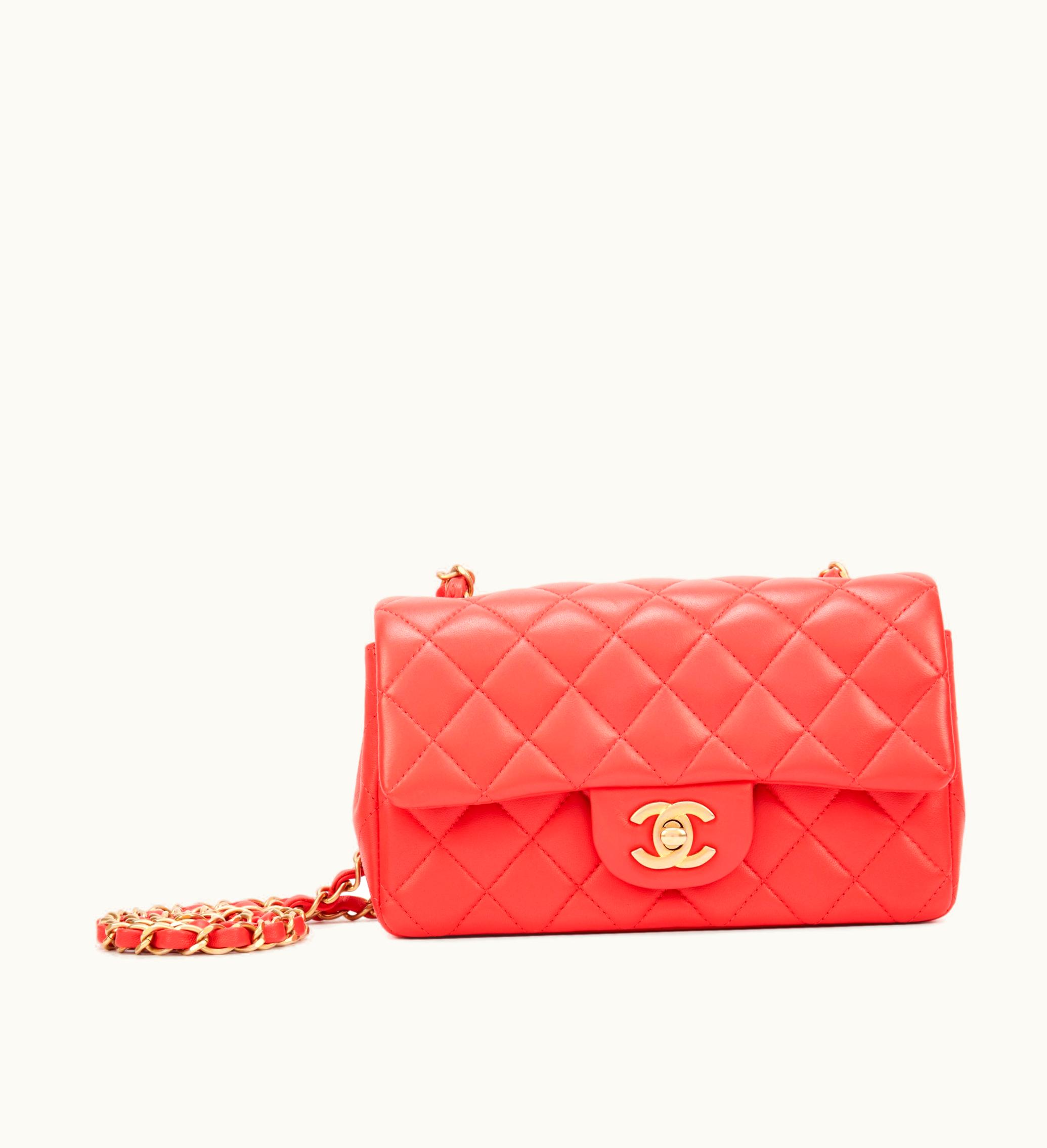 Chanel Chanel 2019 Chanel Coral Quilted Lambskin Mini Rectangular Classic Single Flap Bag with Gold Hardware Variant