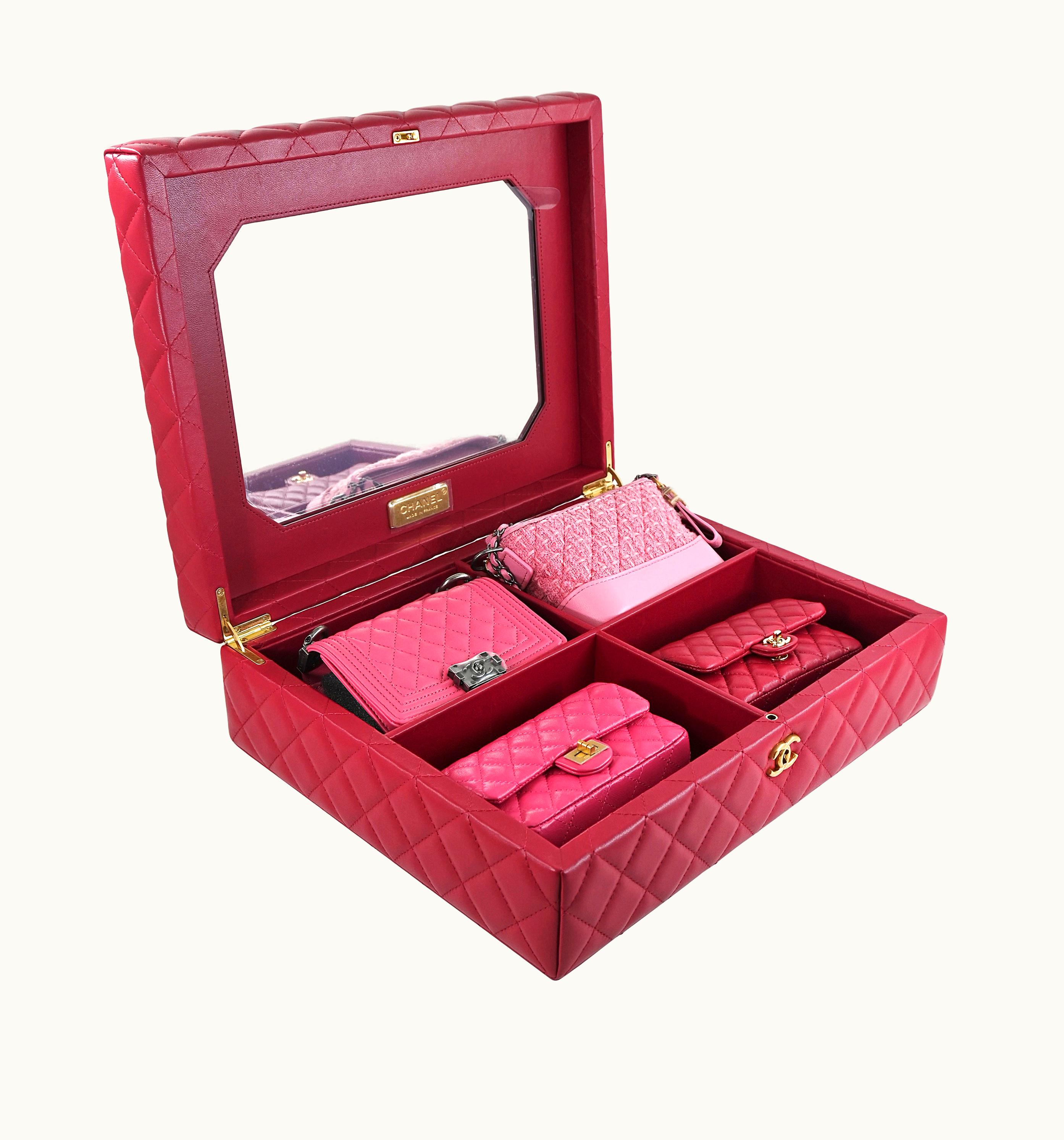 Chanel Chanel Set of 4 Pink and Red Micro Mini Bags with Red Quilted Trunk, 2020 - The Chanel Success Narrative