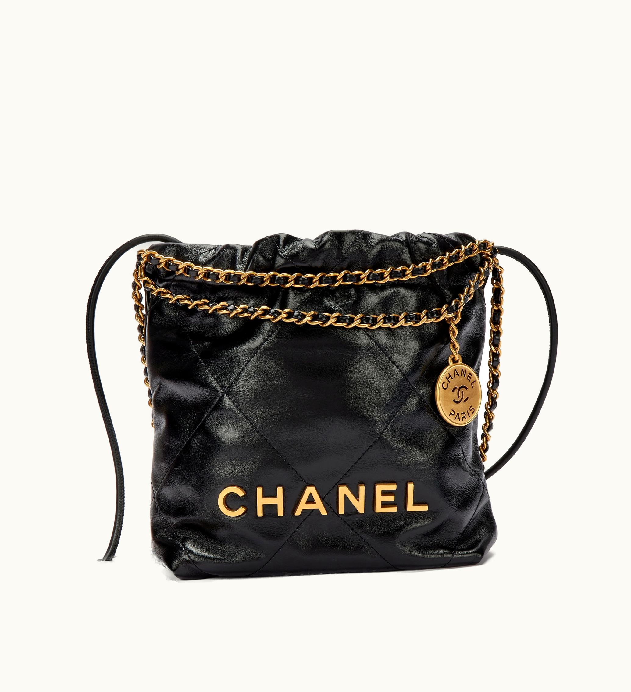 Chanel Chanel Black Quilted Calfskin Mini 22 Bag with Gold Hardware