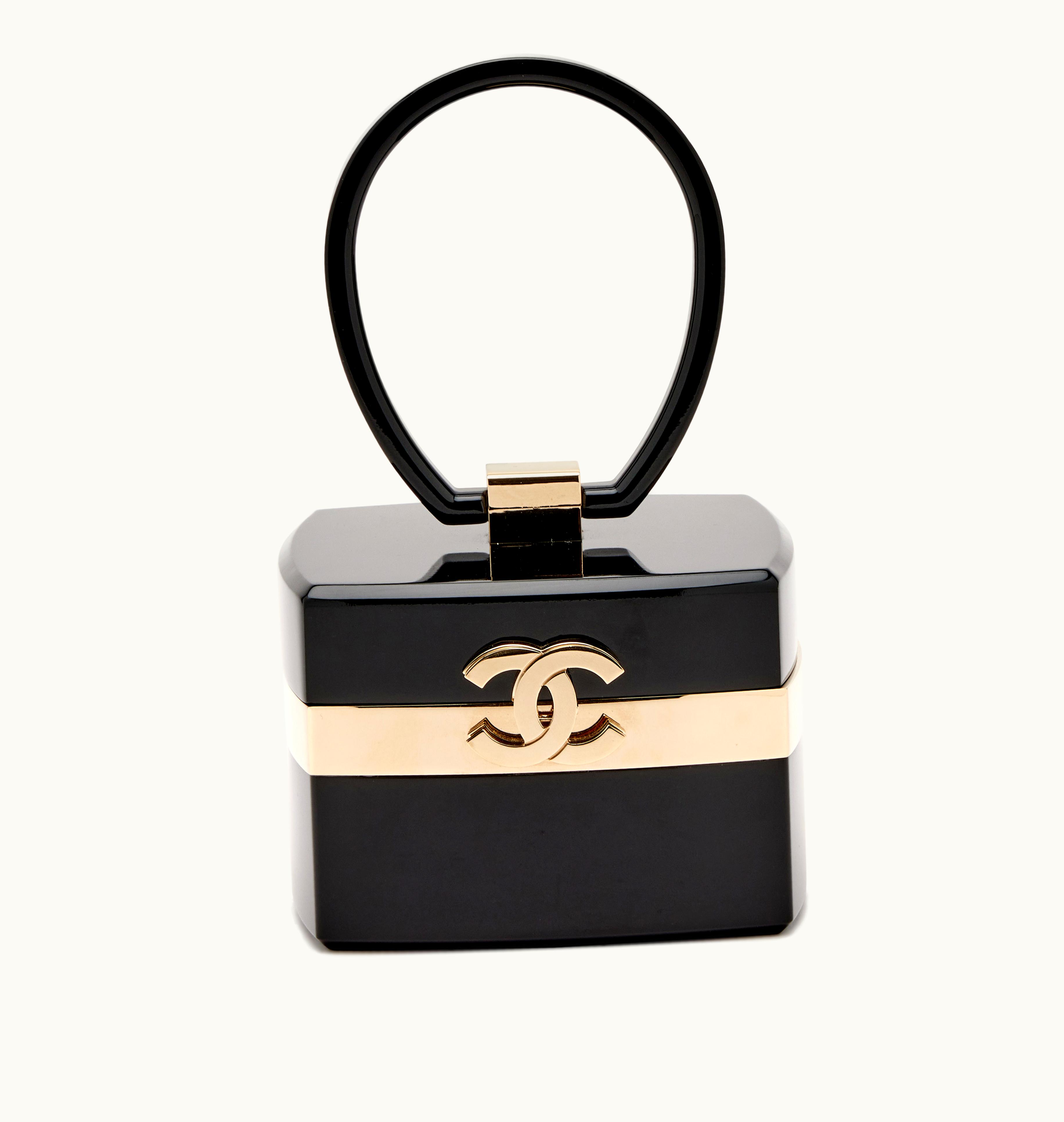 Chanel Chanel Evening Bag with Black Plexiglass: L'Atelier Minaudière Jewelry Box Design, Golden Hardware, Dating Back to 2004