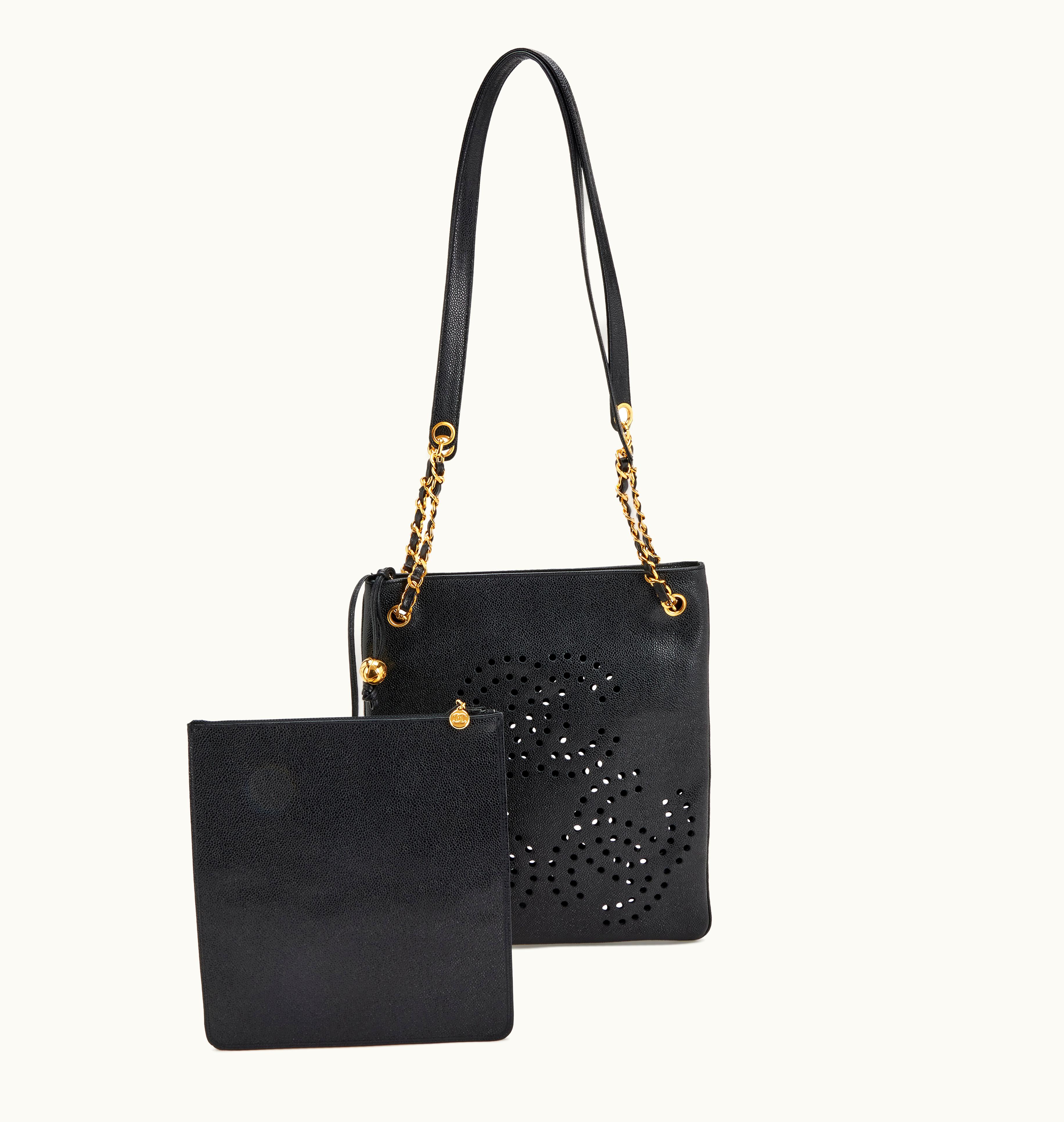 Chanel Chanel CC Tote in Black Perforated Caviar with Gold Hardware, Circa 1993