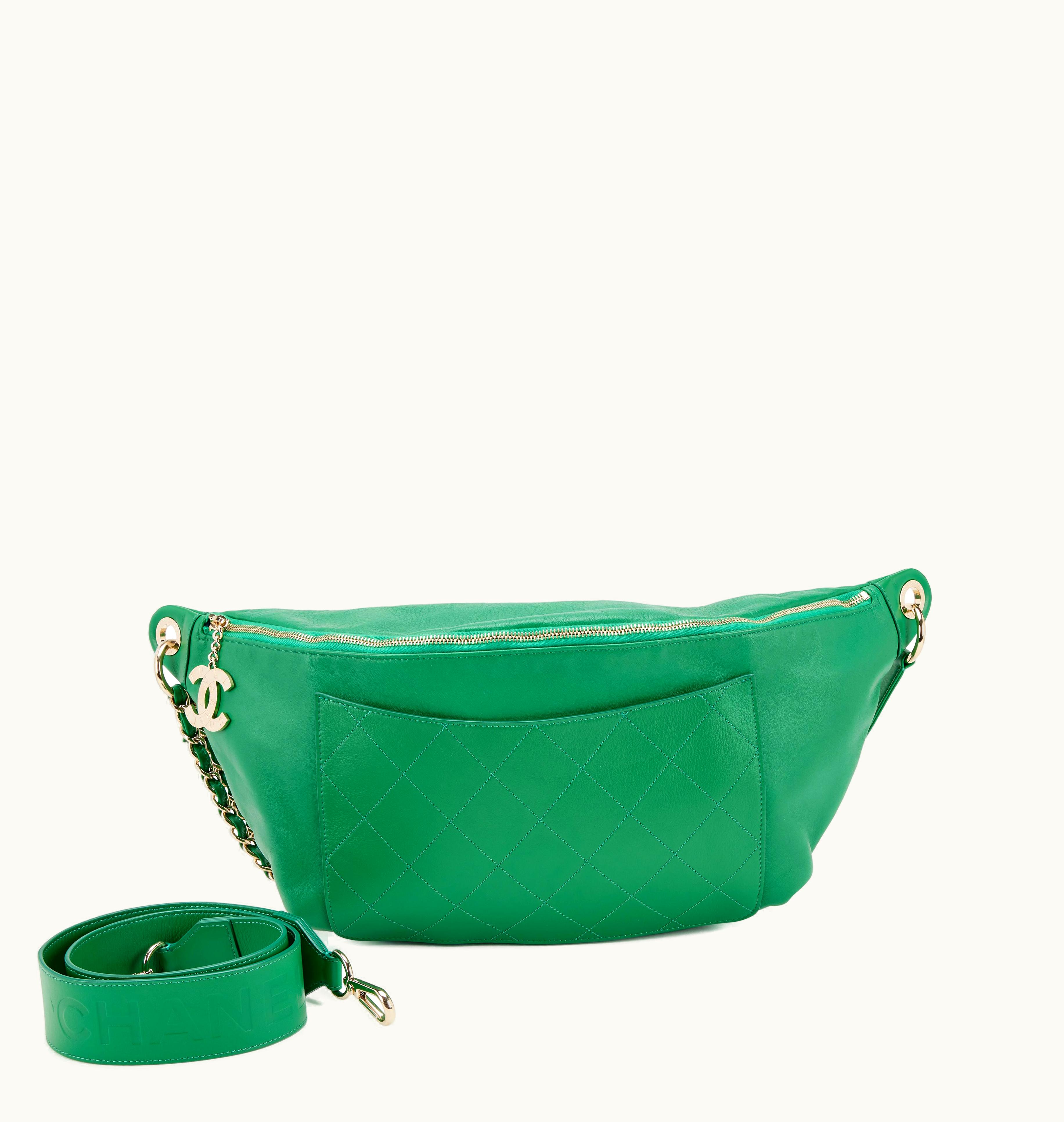 Chanel Chanel x Pharrell Waist Bag in Green Lambskin with Pale Gold Hardware, Released in 2019