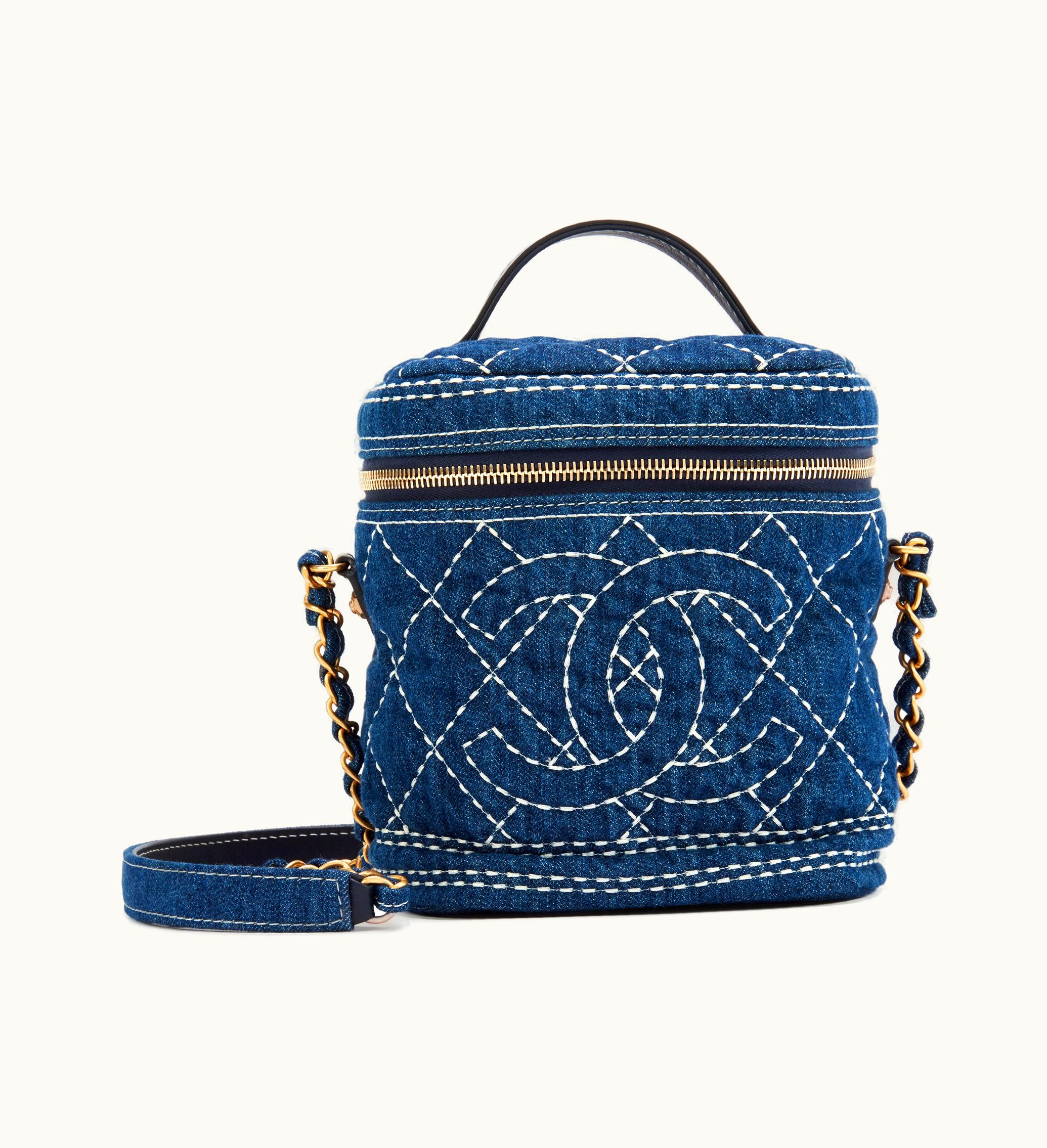 Chanel Chanel Quilted Denim Vanity Case in Blue with Gold Hardware, 2020