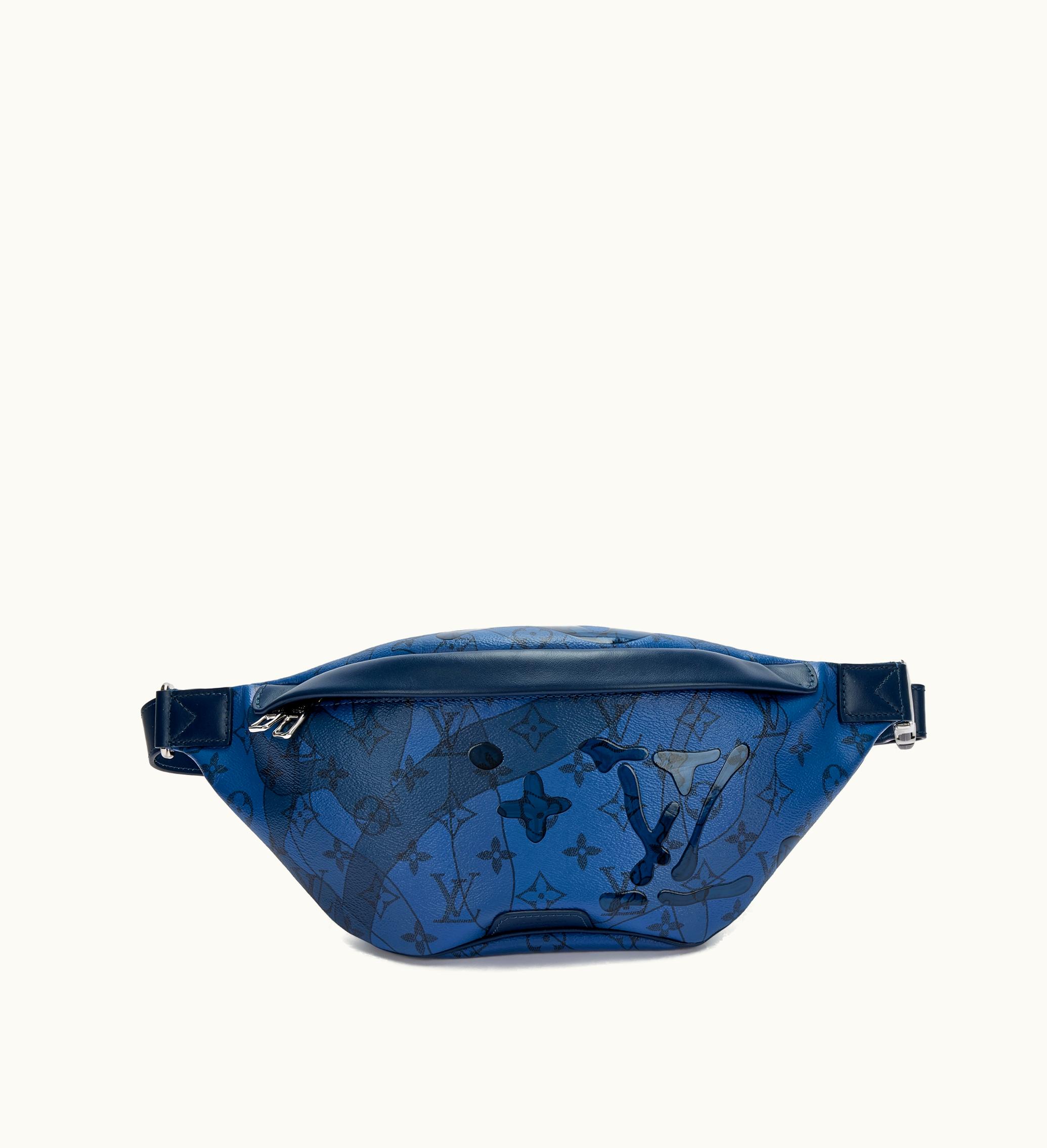 Louis Vuitton Louis Vuitton The Louis Vuitton Abyss Blue Monogram Coated Canvas and Calfskin Discovery Bumbag Silver Hardware