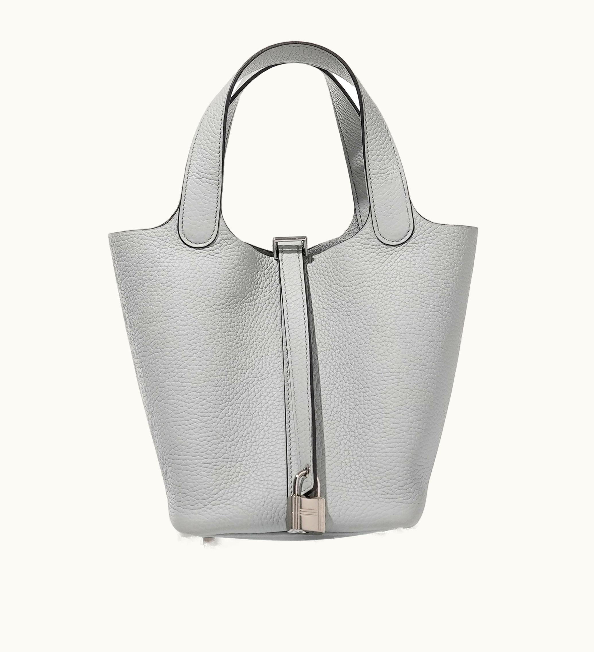 Hermès Hermès 2021 Hermès Clemence Picotin Lock 18 in Pale Blue with Palladium Hardware