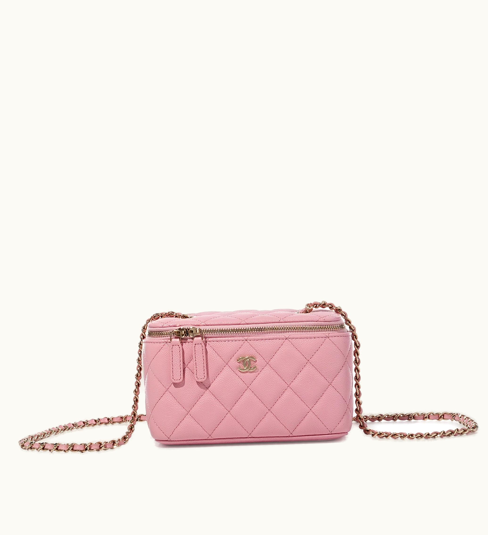 Chanel Chanel Pale Gold Hardware Baby Pink Caviar Quilted Vanity with Chain, 2021