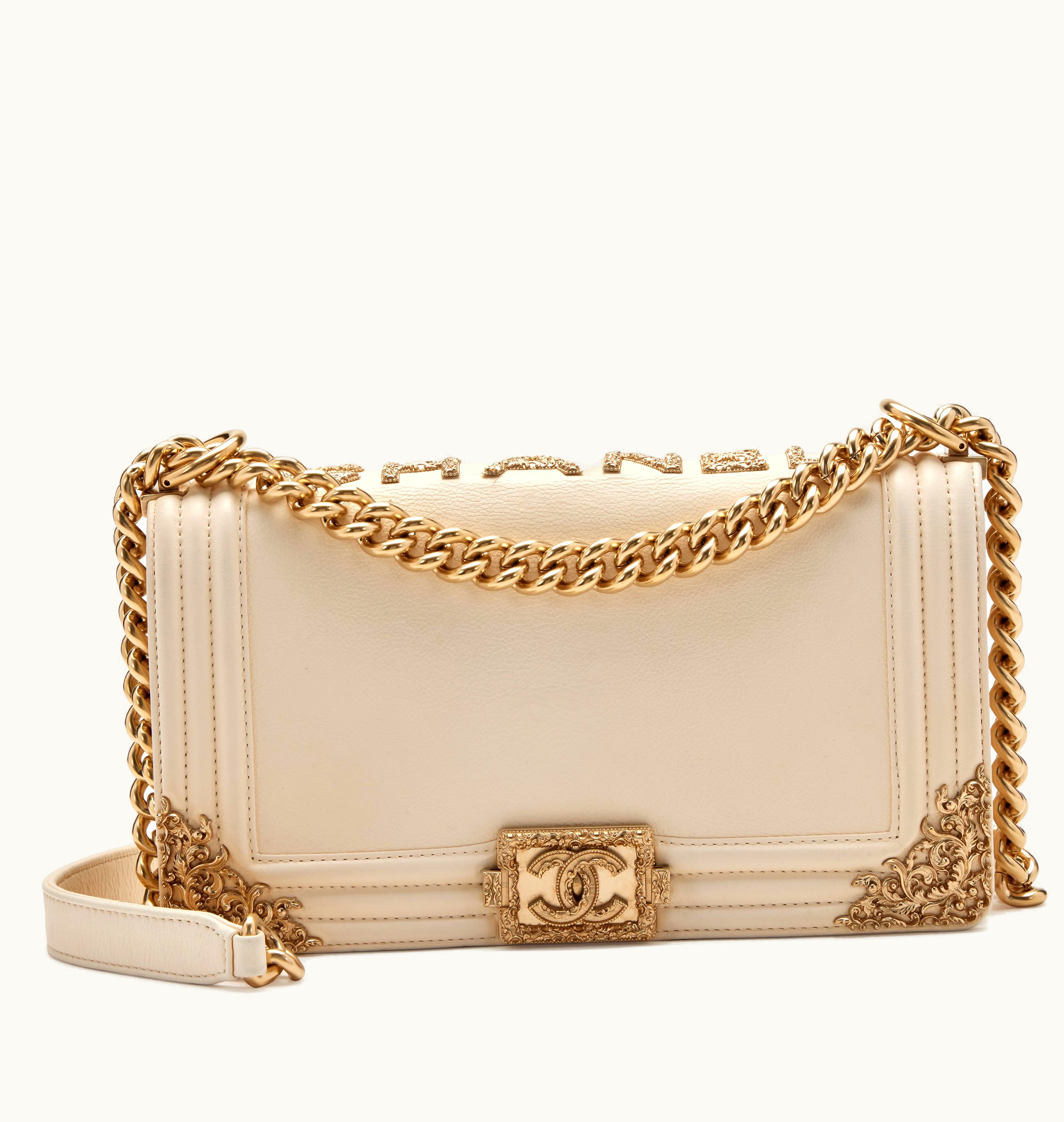 Chanel Chanel Cream Calfskin Chateau Versailles Medium Boy Bag Gold Hardware from Chanel, 2013