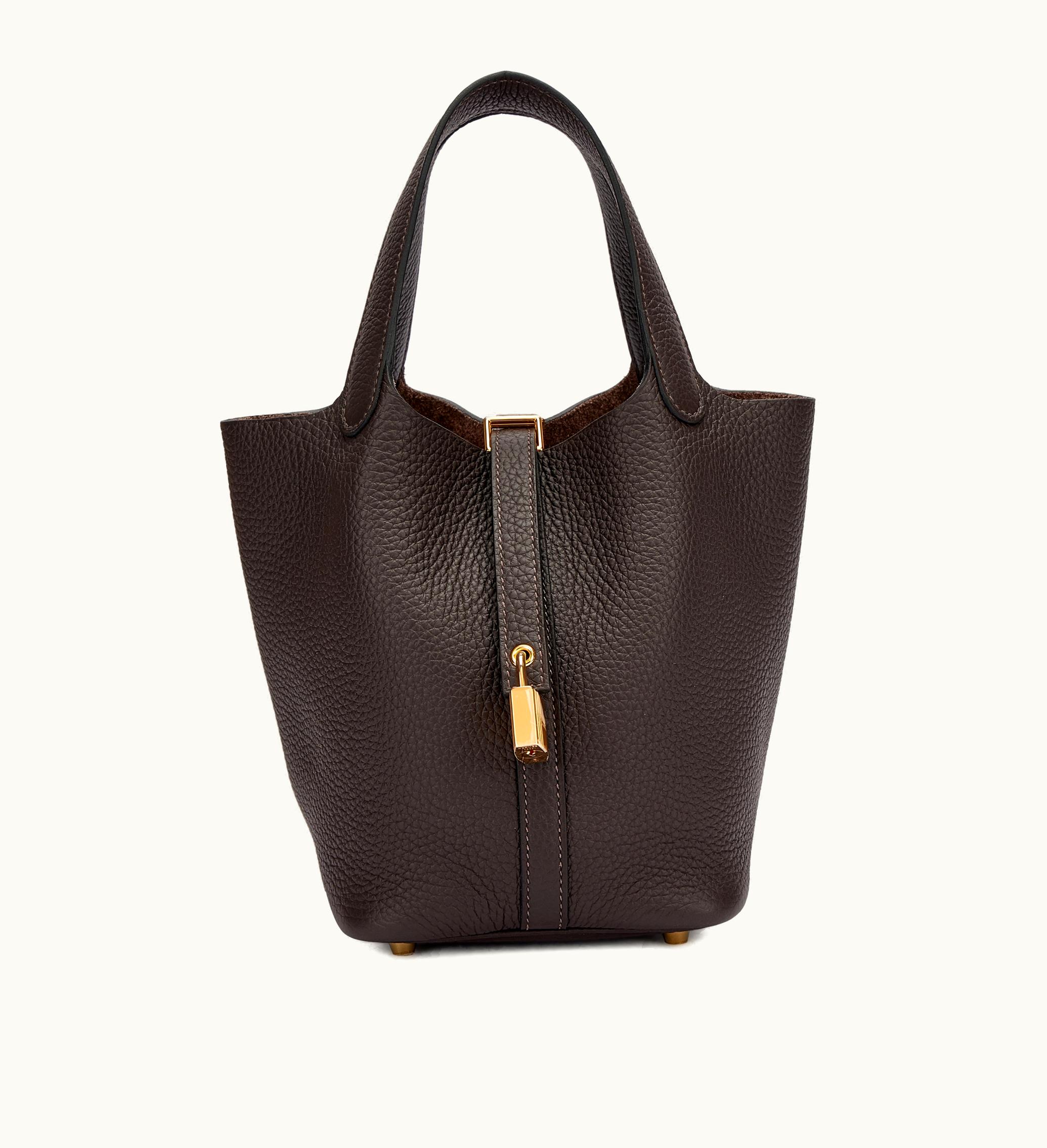 Hermès Hermès Sellier Clemence Picotin Lock 18, Rouge with Gold Hardware, 2023