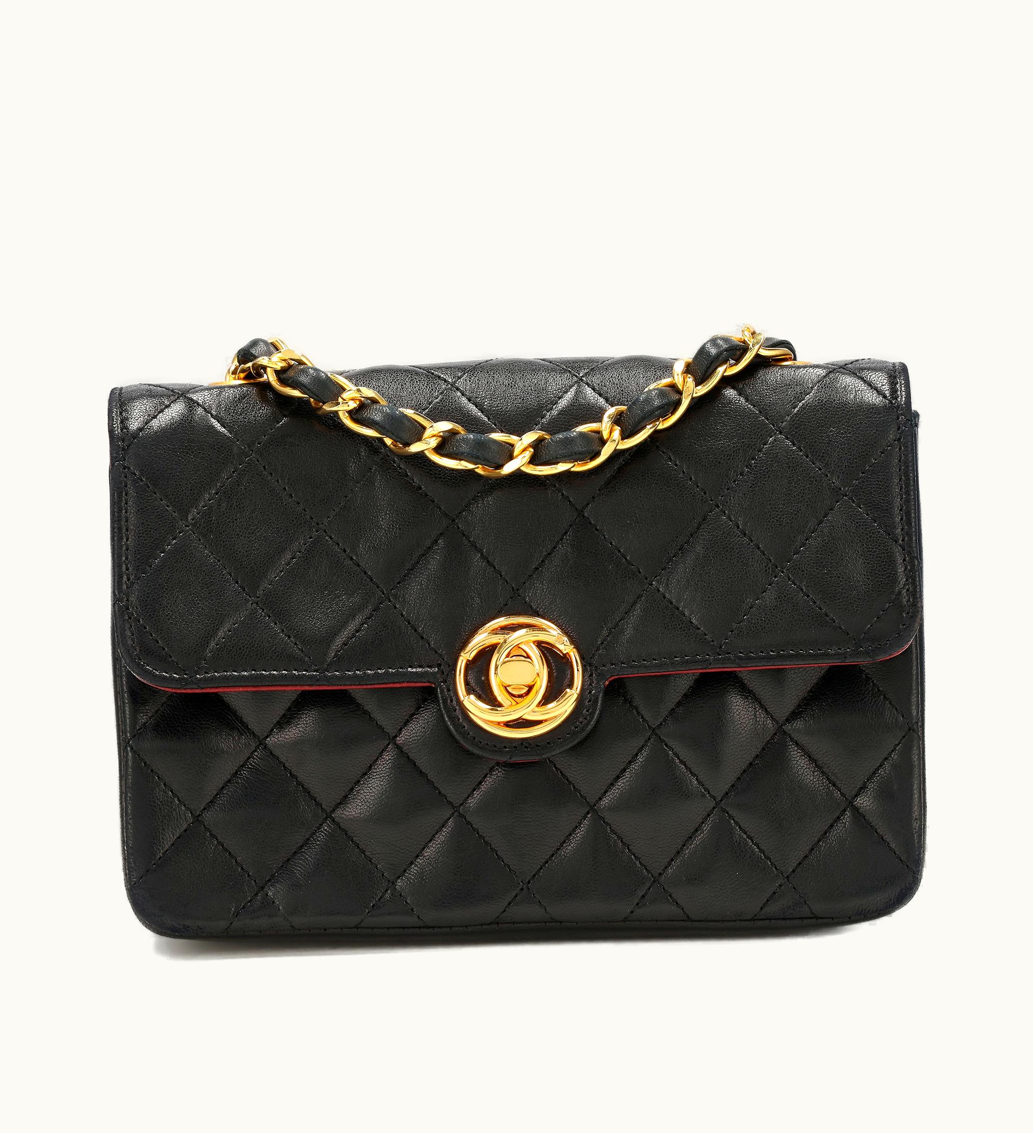 Chanel Chanel Mini Classic Single Flap in Black Quilted Lambskin with Gold Hardware, manufactured between 1989 and 1991