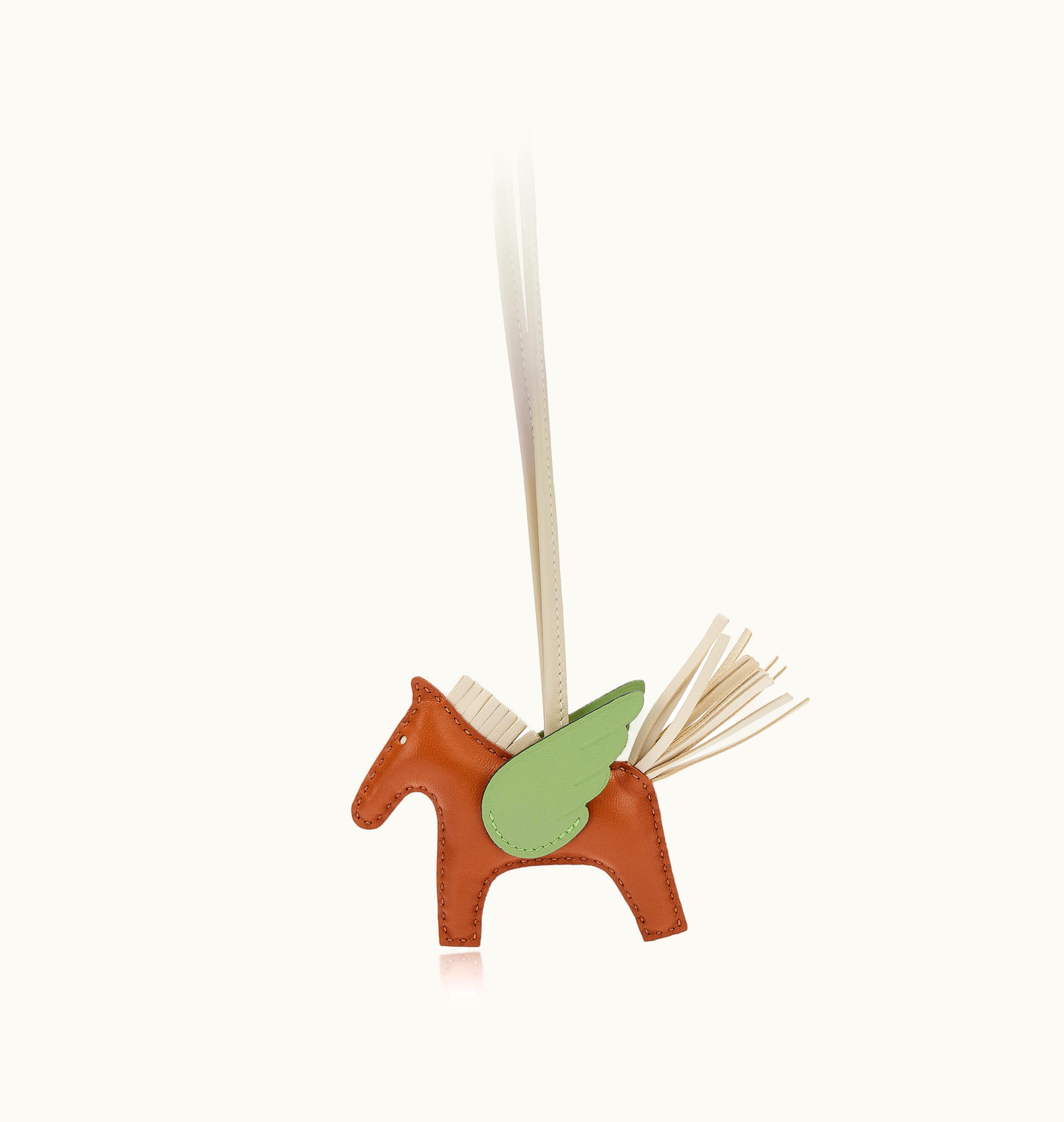 Hermès Hermès Gold, Craie, Vert Criquet Milo Lambskin and Swift GriGri Rodeo Pegase Charm PM, 2023