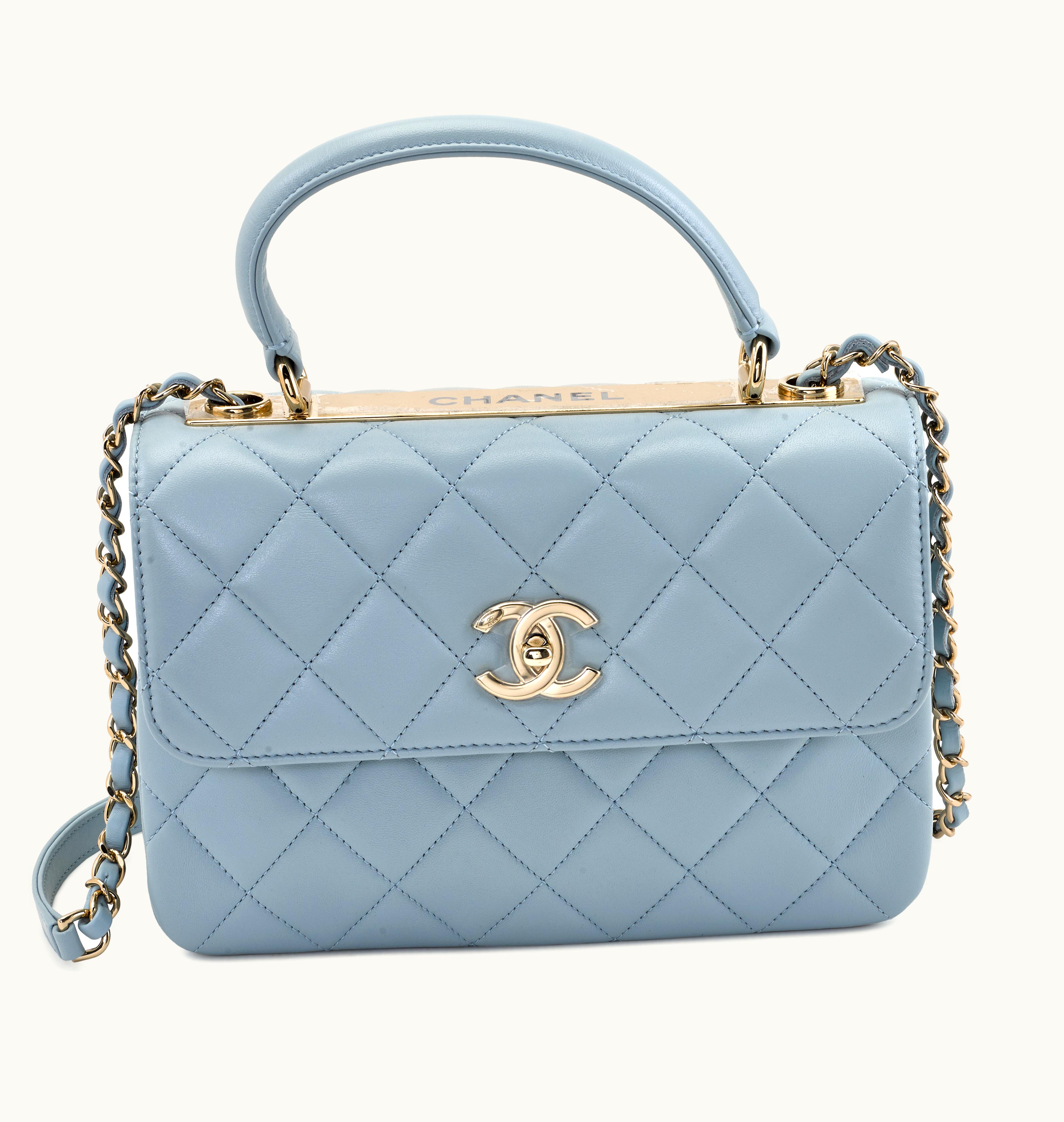 Chanel Chanel Small Trendy CC Dual Handle Flap Gold Hardware in Baby Blue Quilted Lambskin