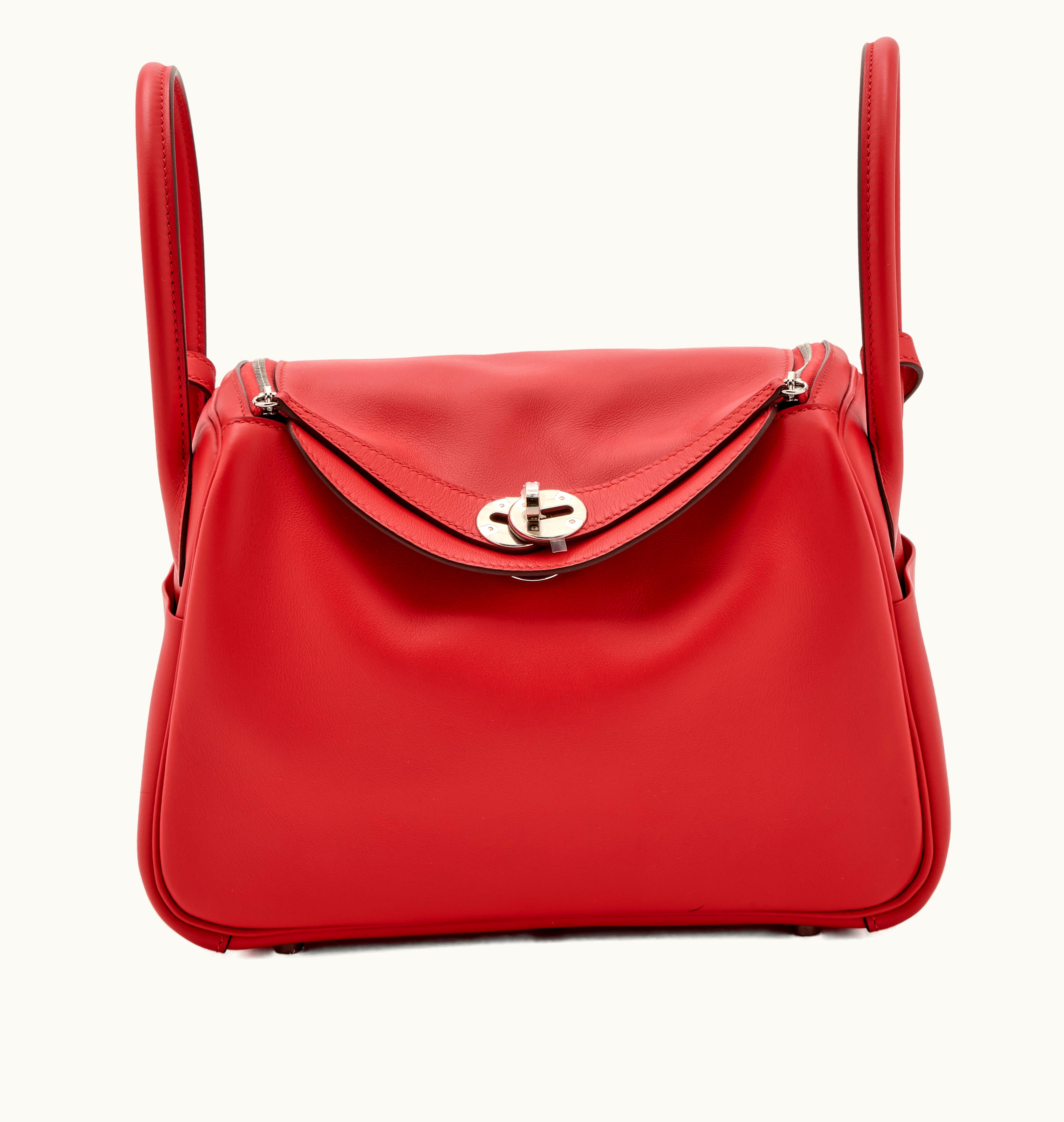 Hermès Hermès 2021 Hermès Lindy 26 in Rouge de Coeur Swift Leather with Palladium Hardware Verso