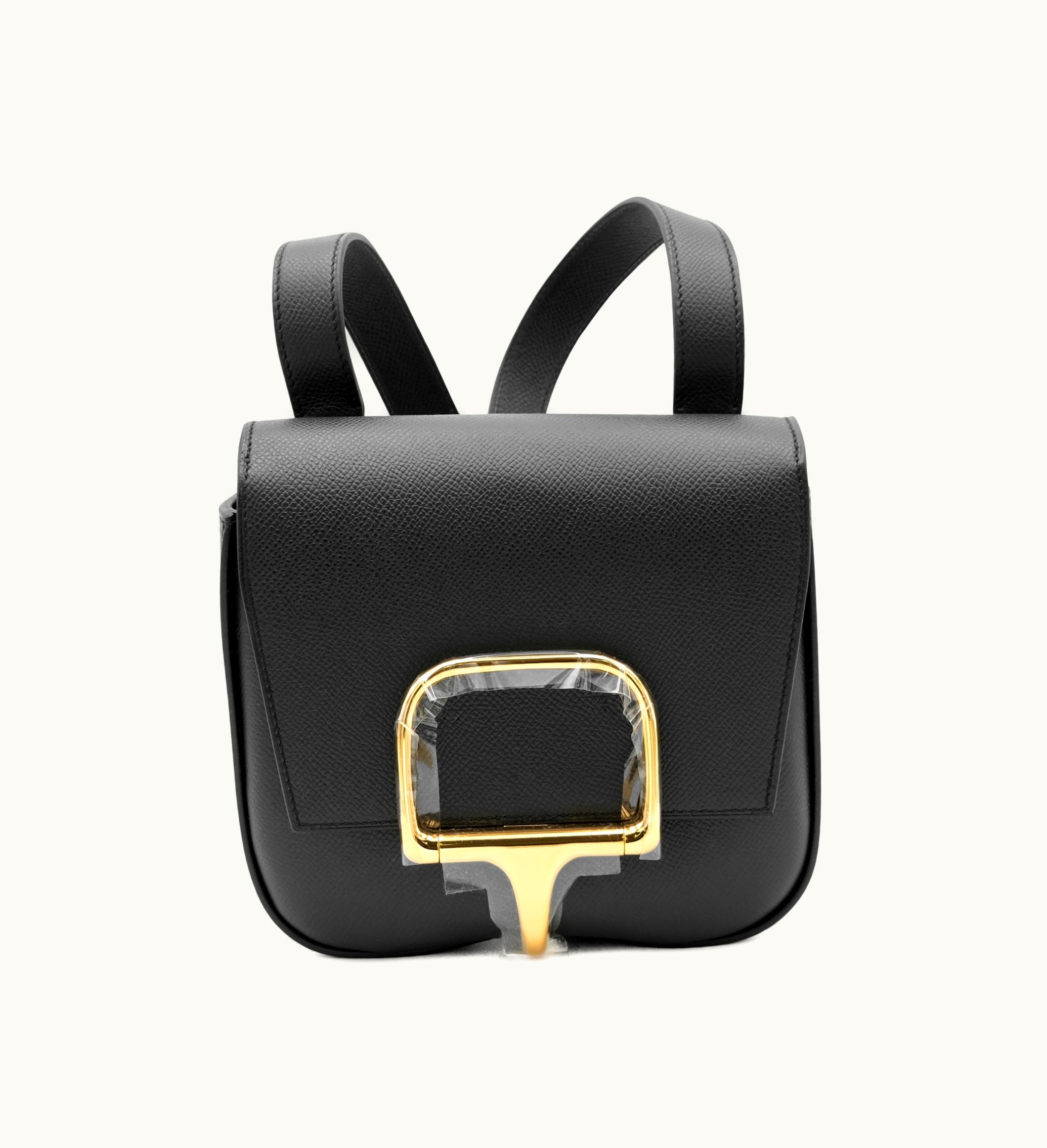 Hermès Hermès 2023 Hermès Mini Della Cavalleria in Black Epsom with Gold Hardware