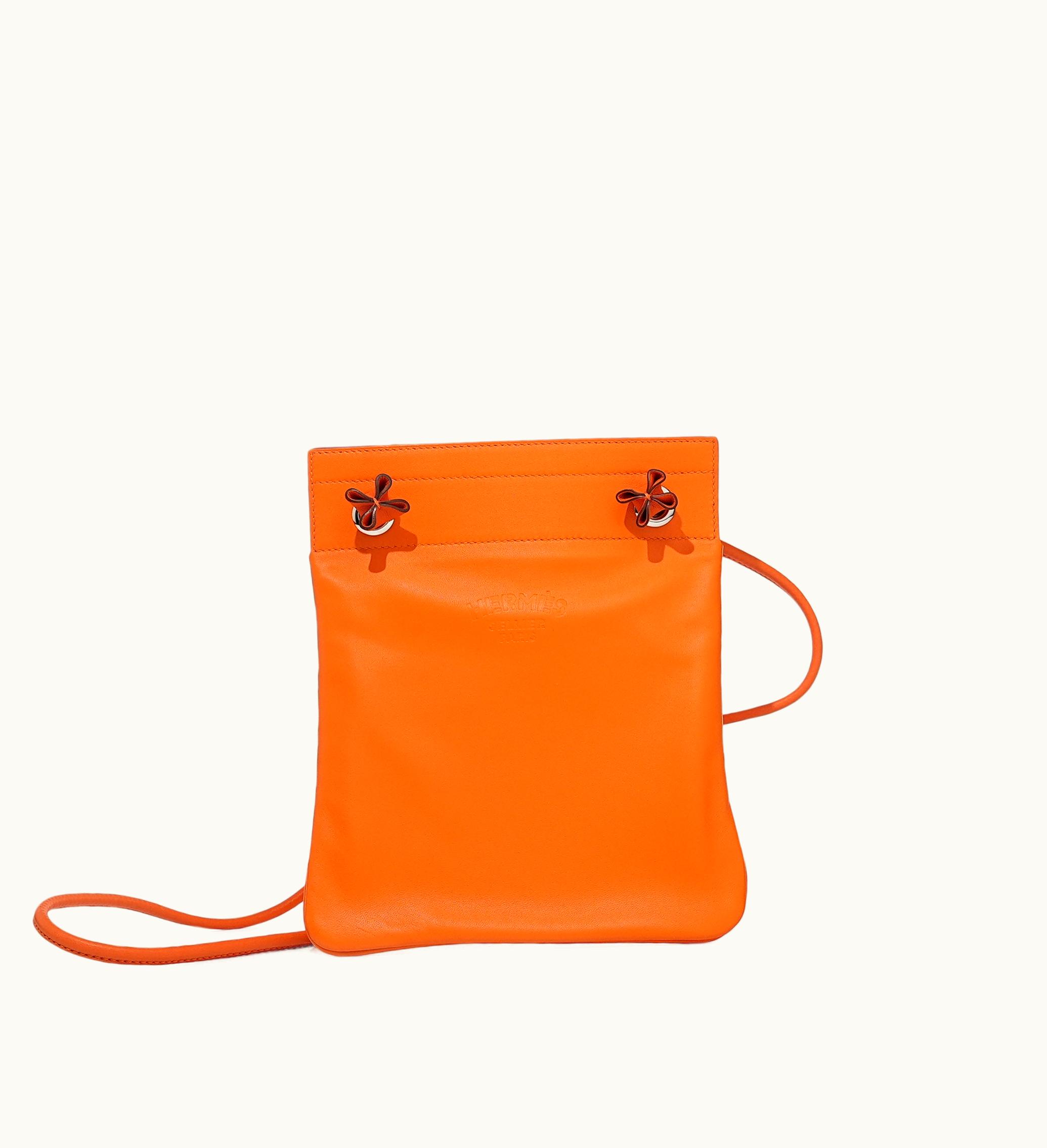 Hermès Hermès 2019 Hermès Mini Aline in Swift Leather with Palladium Hardware, Vibrant Orange Shade
