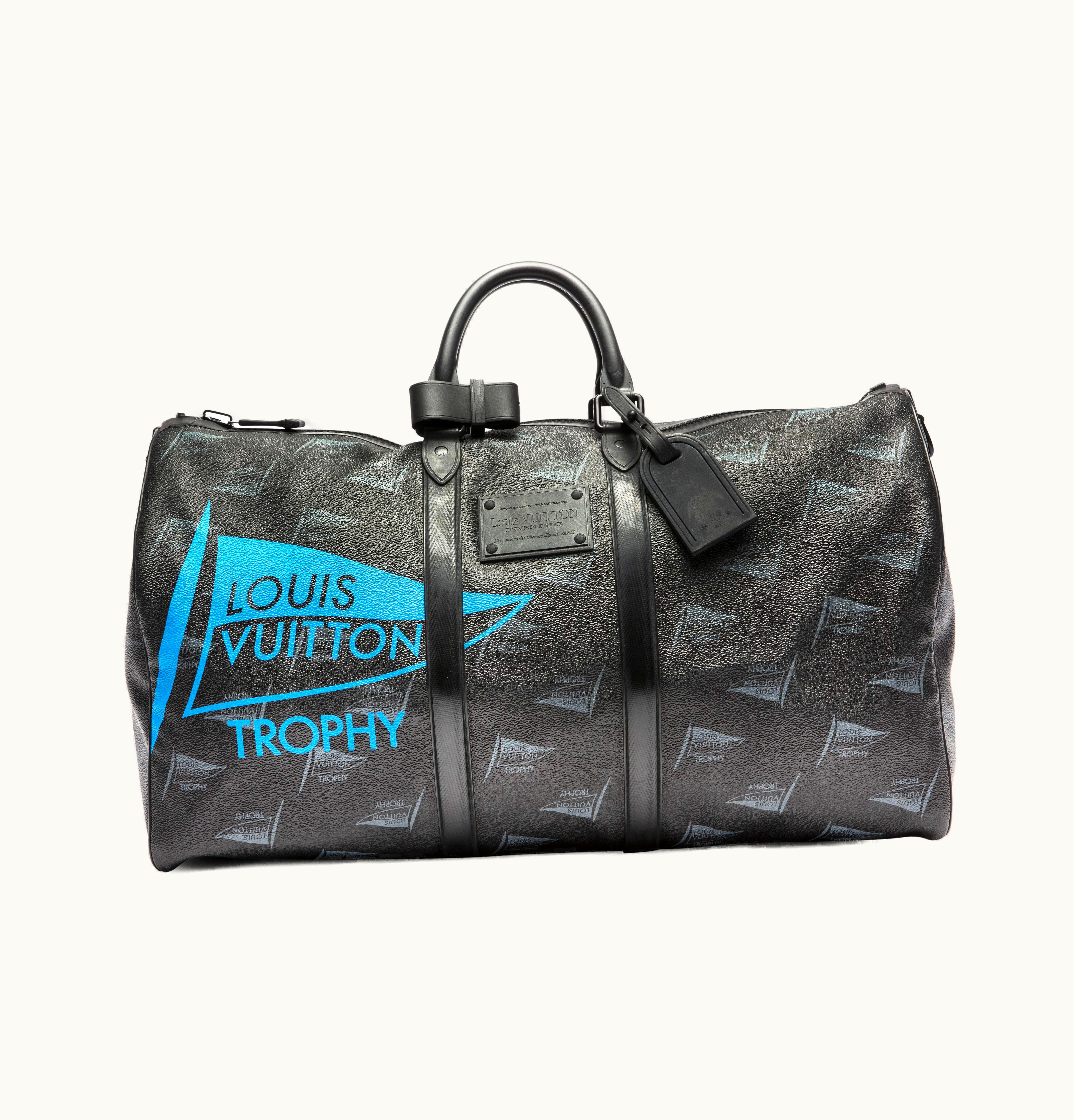 Louis Vuitton Louis Vuitton Black and Blue Limited Edition Dubai LV Cup Canvas Waterproof Keepall Bandouliere 55 Black Hardware