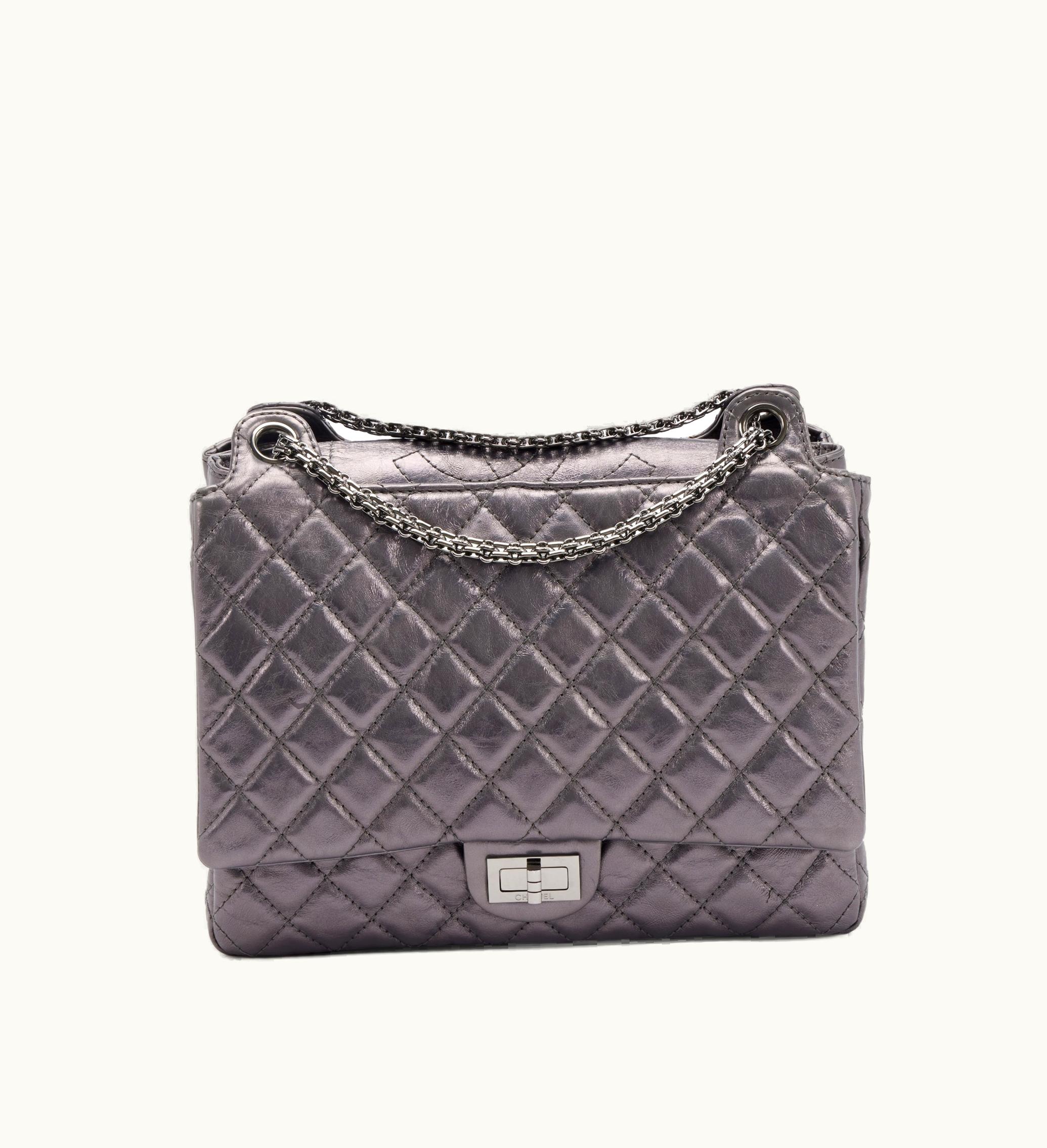 Chanel Chanel Aged Calfskin Reissue 2.55 Accordion Flap in Dark Silver, with Ruthenium Hardware, released in 2008