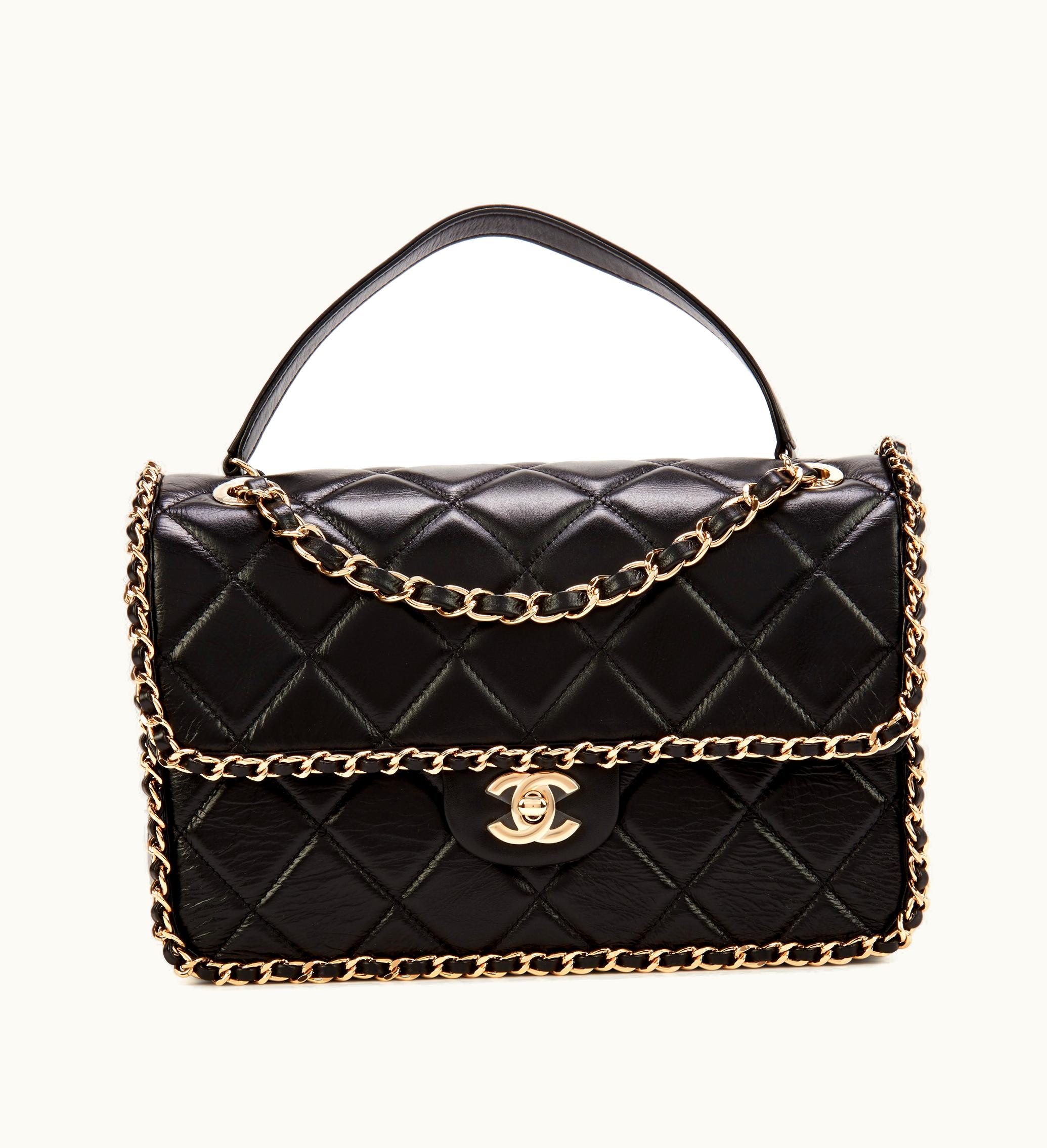Chanel Chanel 2020 Chanel Medium Chain Around Single Flap Gold Hardware Black Quilted Aged Calfskin