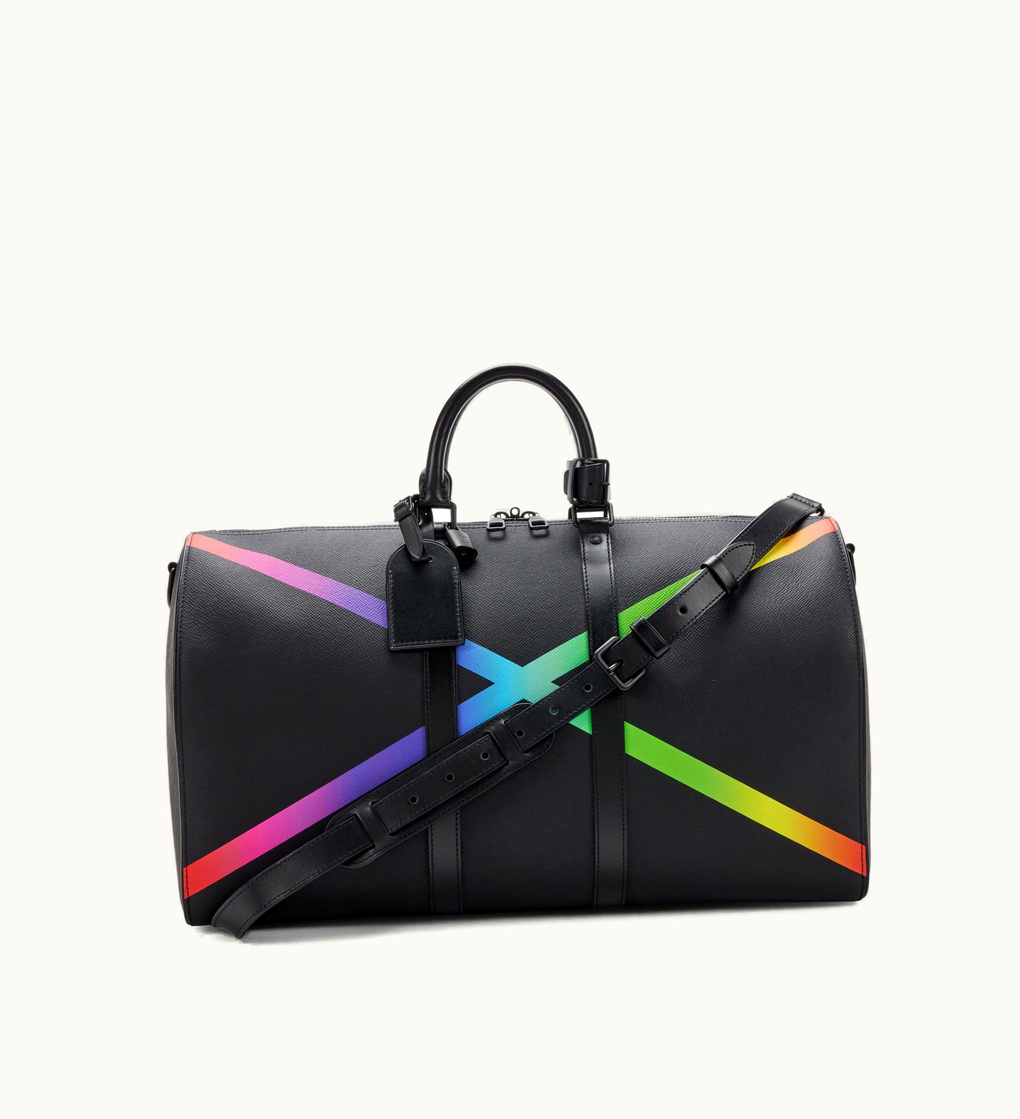 Louis Vuitton Louis Vuitton Virgil Abloh Multicolored X and Dark Taiga Keepall 50 Bandoulière Black Hardware, 2019
