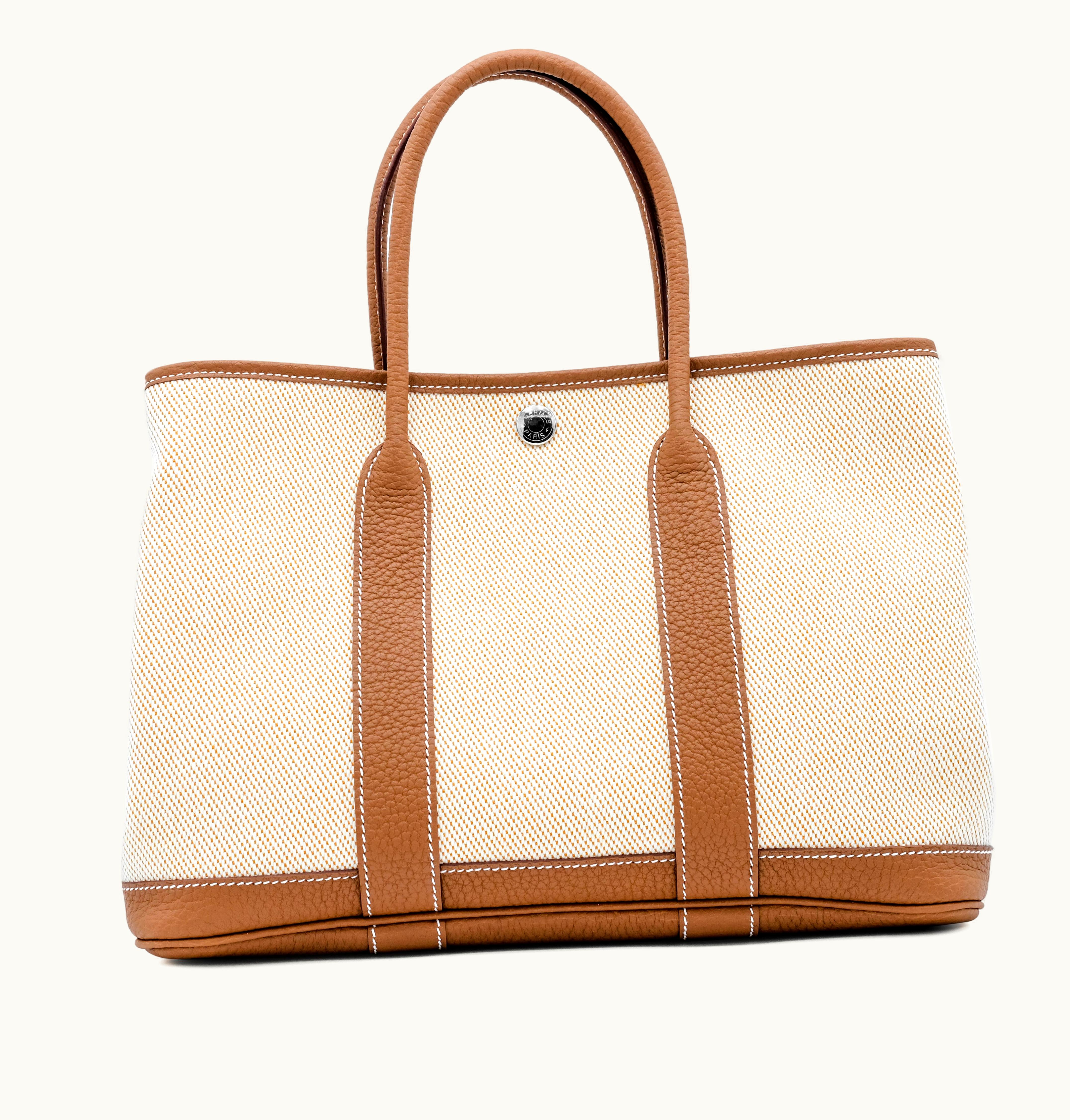 Hermès Hermès Gold Negonda and Ecru Toile Verso Garden Party 30 Palladium Hardware, 2022