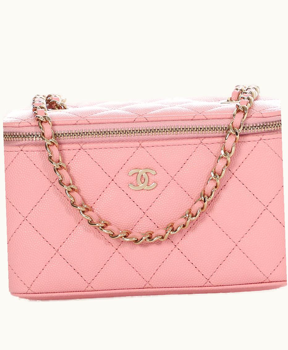 Chanel Chanel 2021 Chanel Quilted Caviar Mini Vanity Crossbody in Pink with Gold Hardware