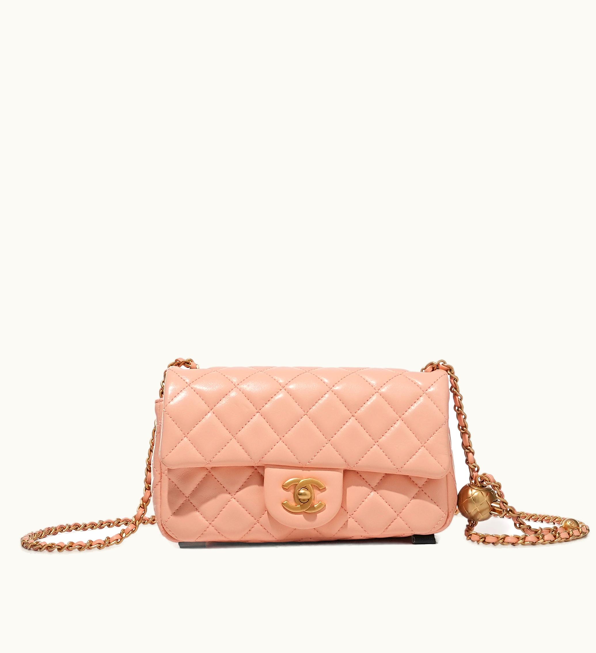 Chanel Chanel Pearl Crush Flap Bag in Coral Pink Quilted Lambskin with Gold Hardware