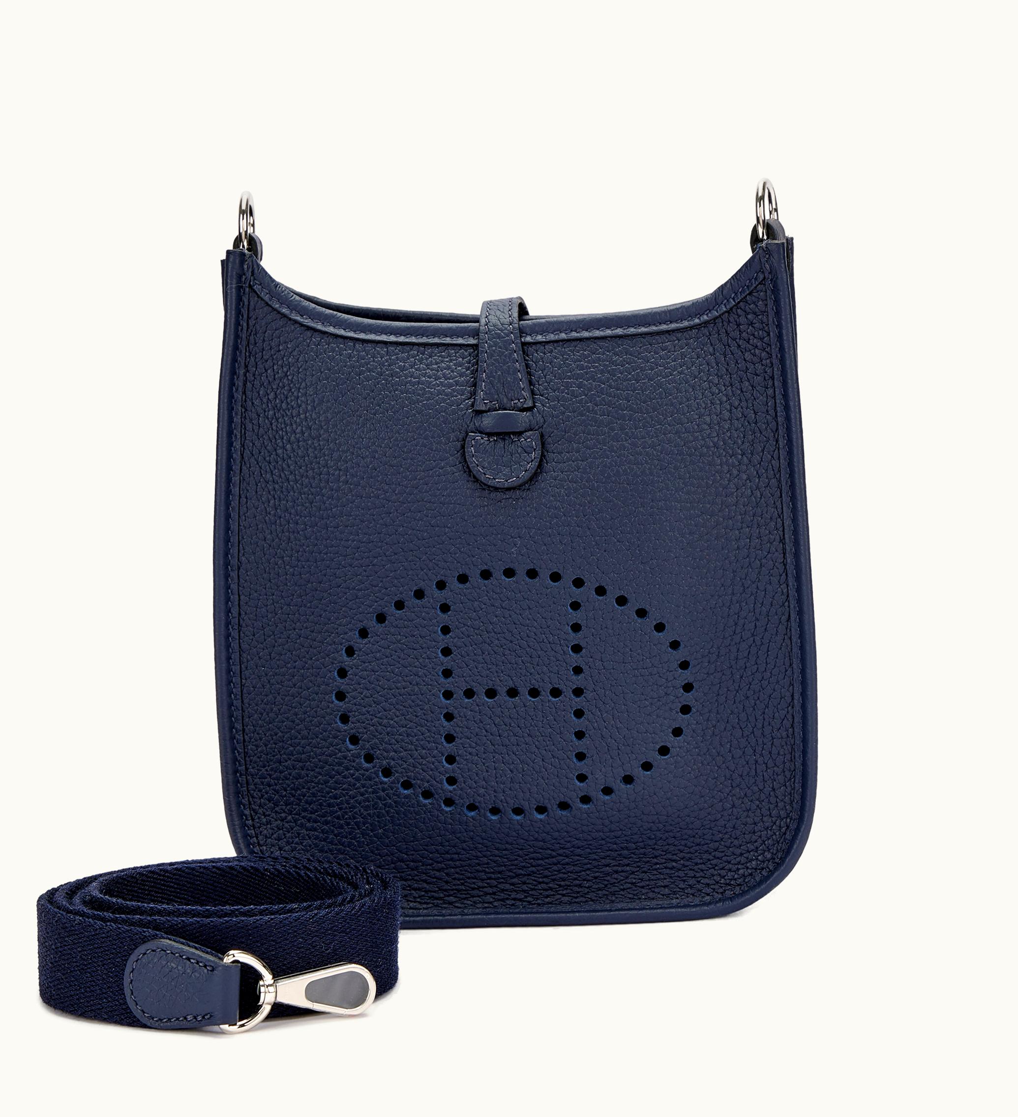 Hermès Hermès 2021 Hermès Mini Evelyne II TPM 16 in Bleu Nuit Clemence with Palladium Hardware