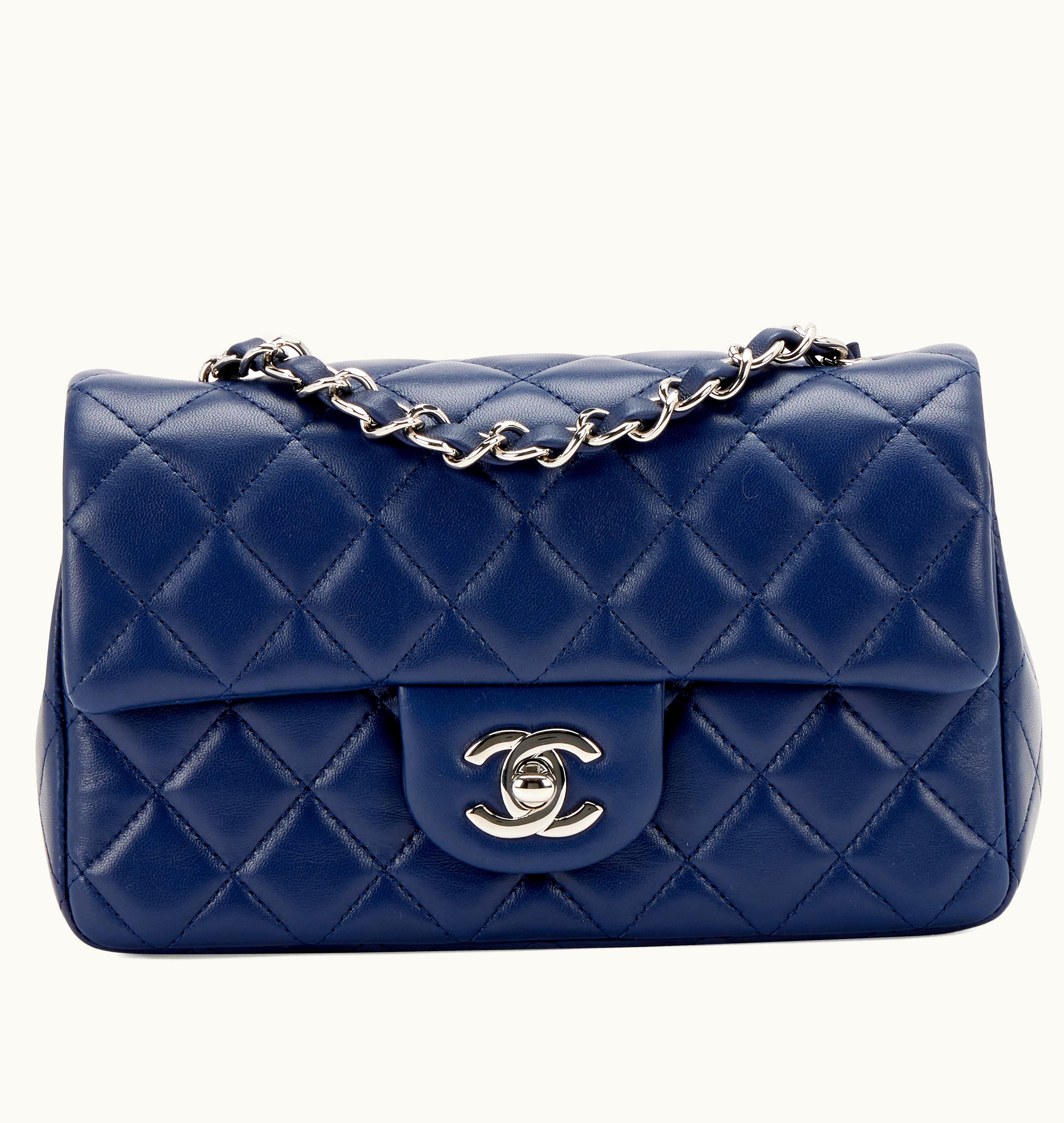 Chanel Chanel Mini Rectangular Classic Flap in Navy Quilted Lambskin with Silver Hardware, 2020