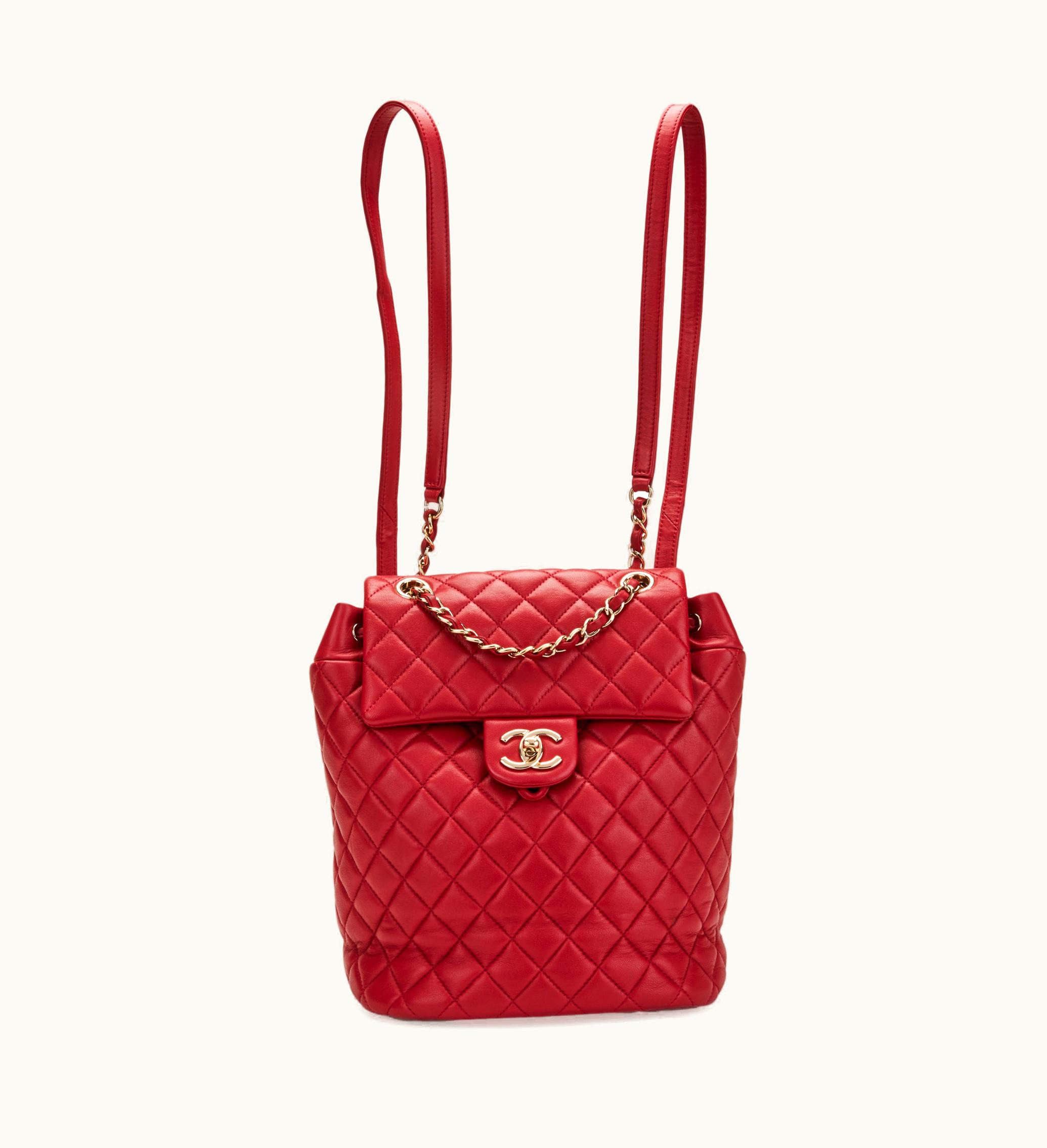 Chanel Chanel Urban Spirit Small Backpack in Red Quilted Lambskin Leather with Gold Hardware