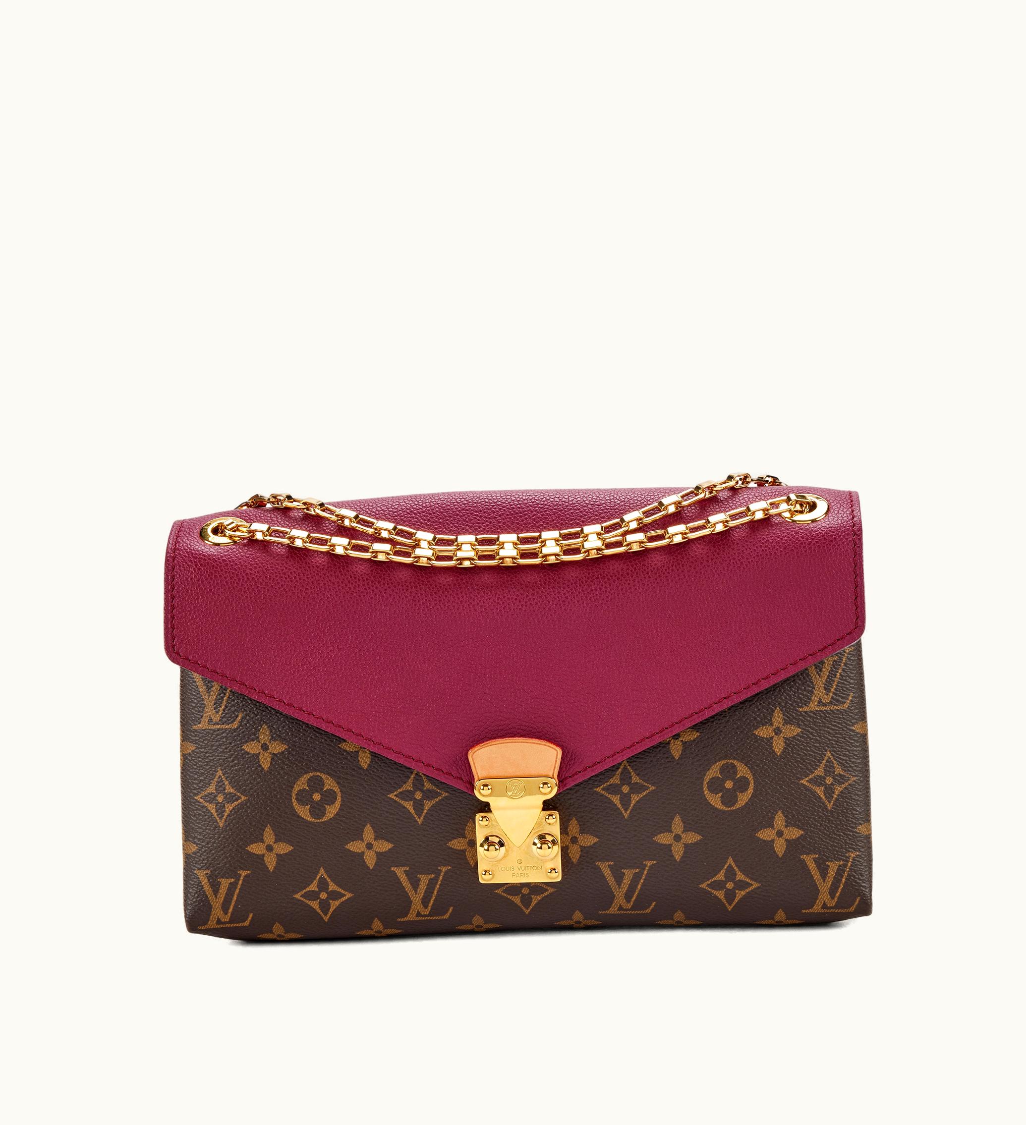 Louis Vuitton Louis Vuitton 2014 Louis Vuitton Pallas Chain Bag in Aurore Leather and Ebene Monogram Coated Canvas, embellished with Gold Hardware