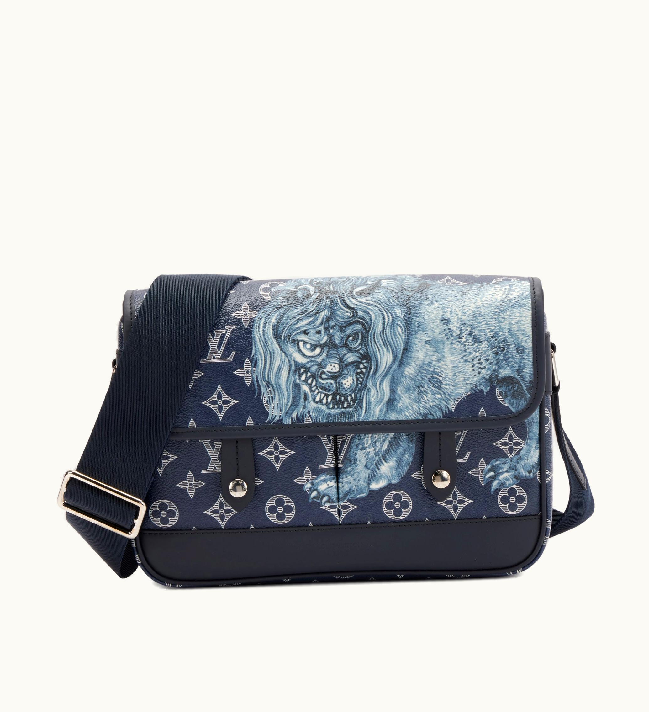 Louis Vuitton Louis Vuitton 2017 Silver Hardware Louis Vuitton Blue Monogram Chapman Brothers Coated Canvas Savane PM