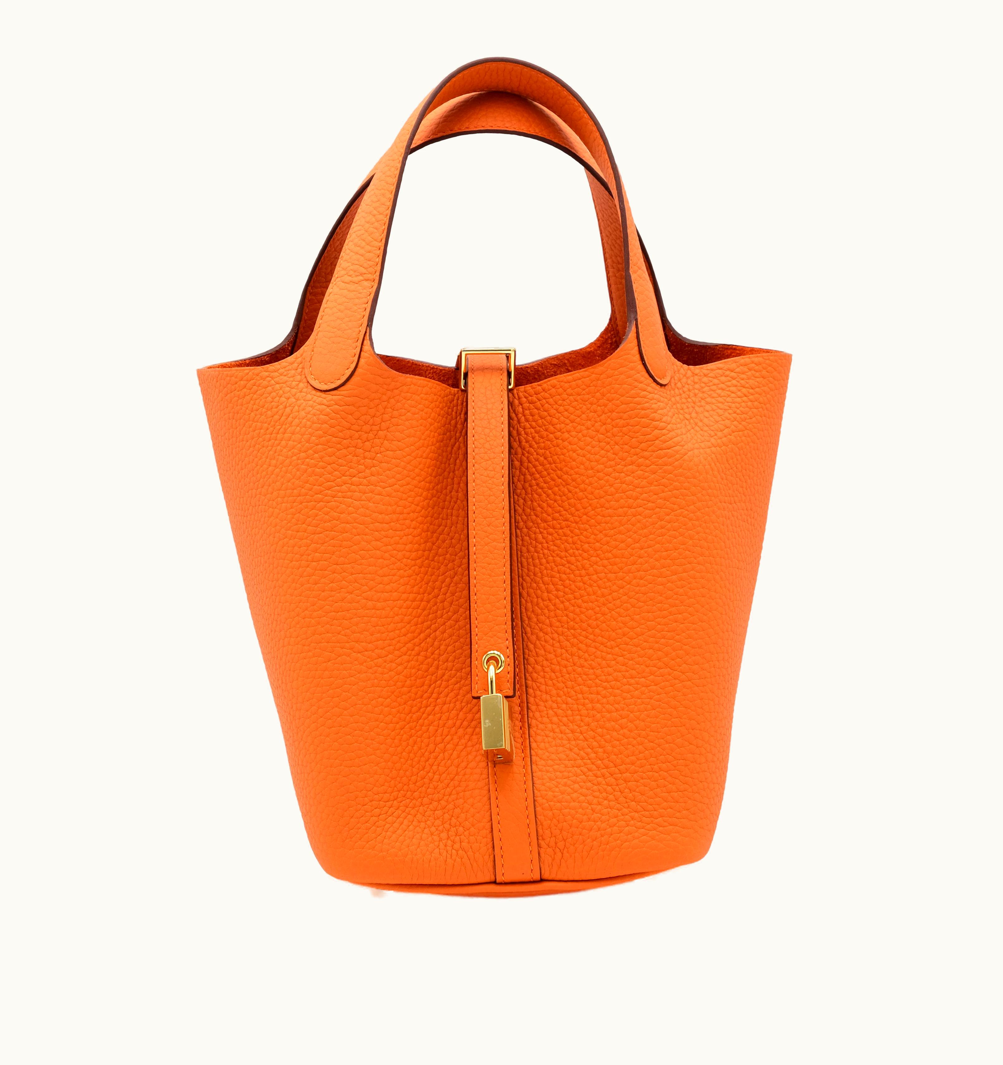 Hermès Hermès Clemence Picotin Lock 18 in Orange with Gold Hardware, 2023