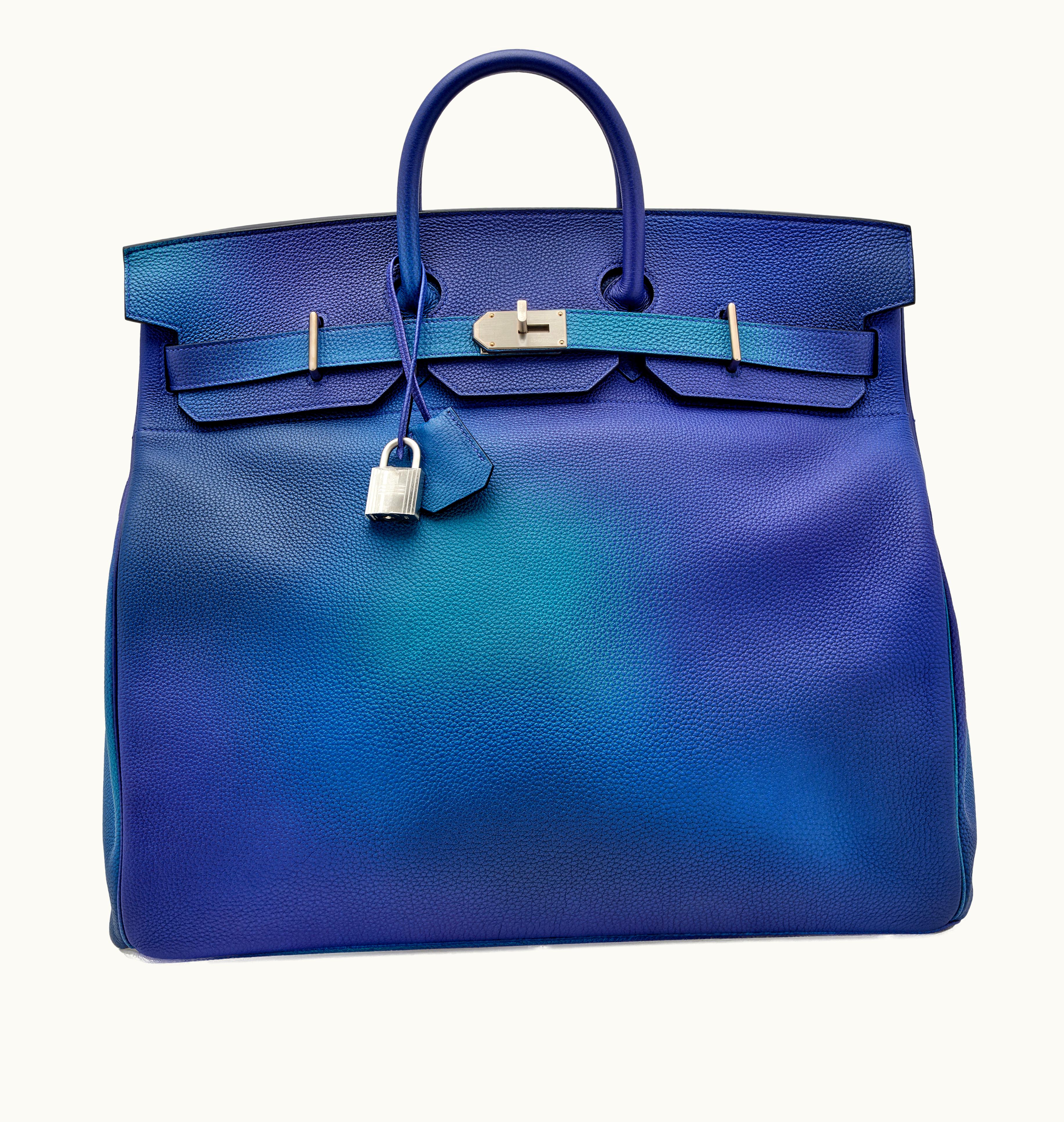 Hermès Hermès 2020 Hermes Limited Edition Brushed Palladium Hardware Bleu Nuit & Violet Clémence Cosmos Haut à Courroies 50
