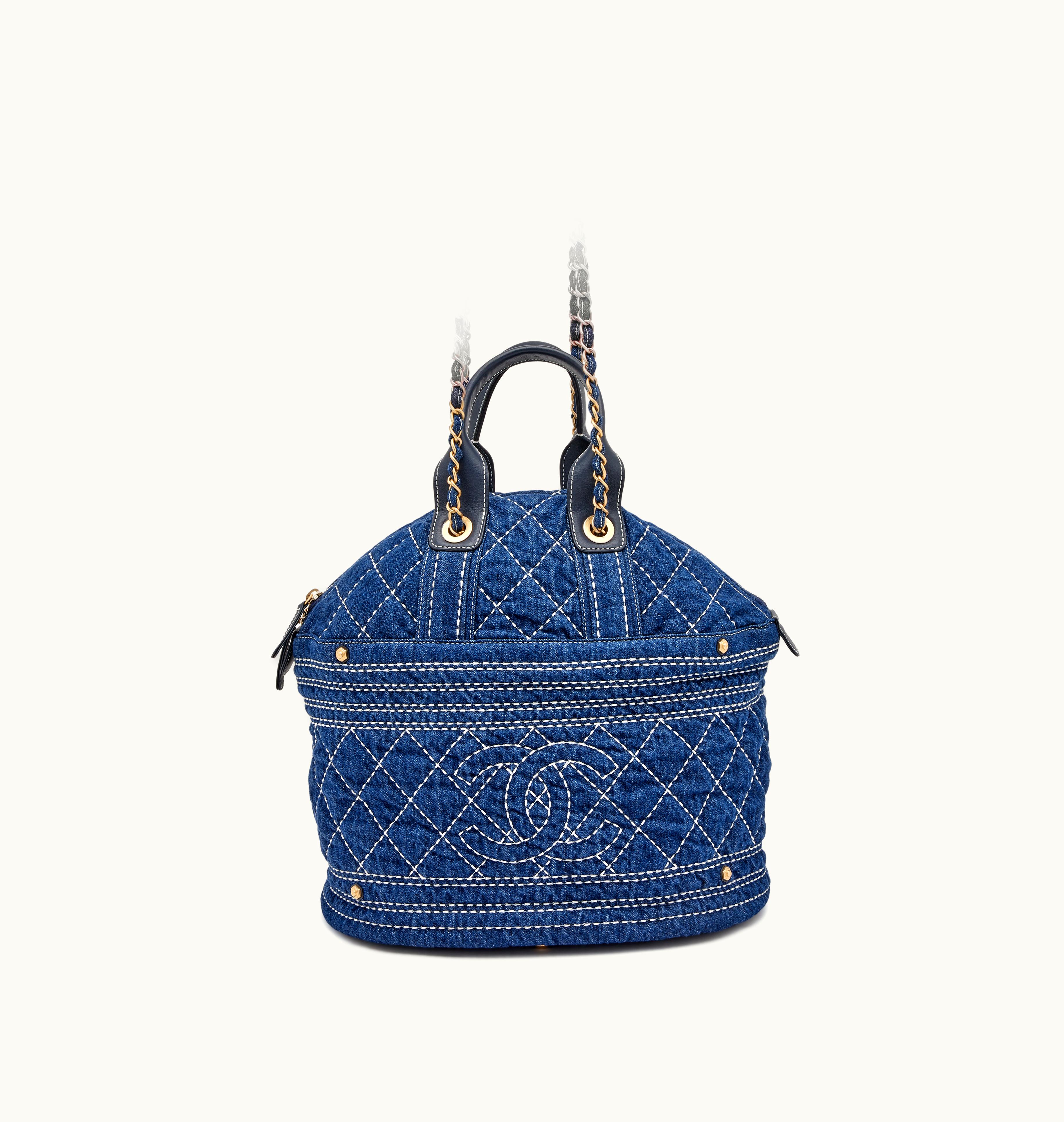 Chanel Chanel Quilted Blue Denim CC Trip Tote Bag with Brushed Gold Hardware, 2019