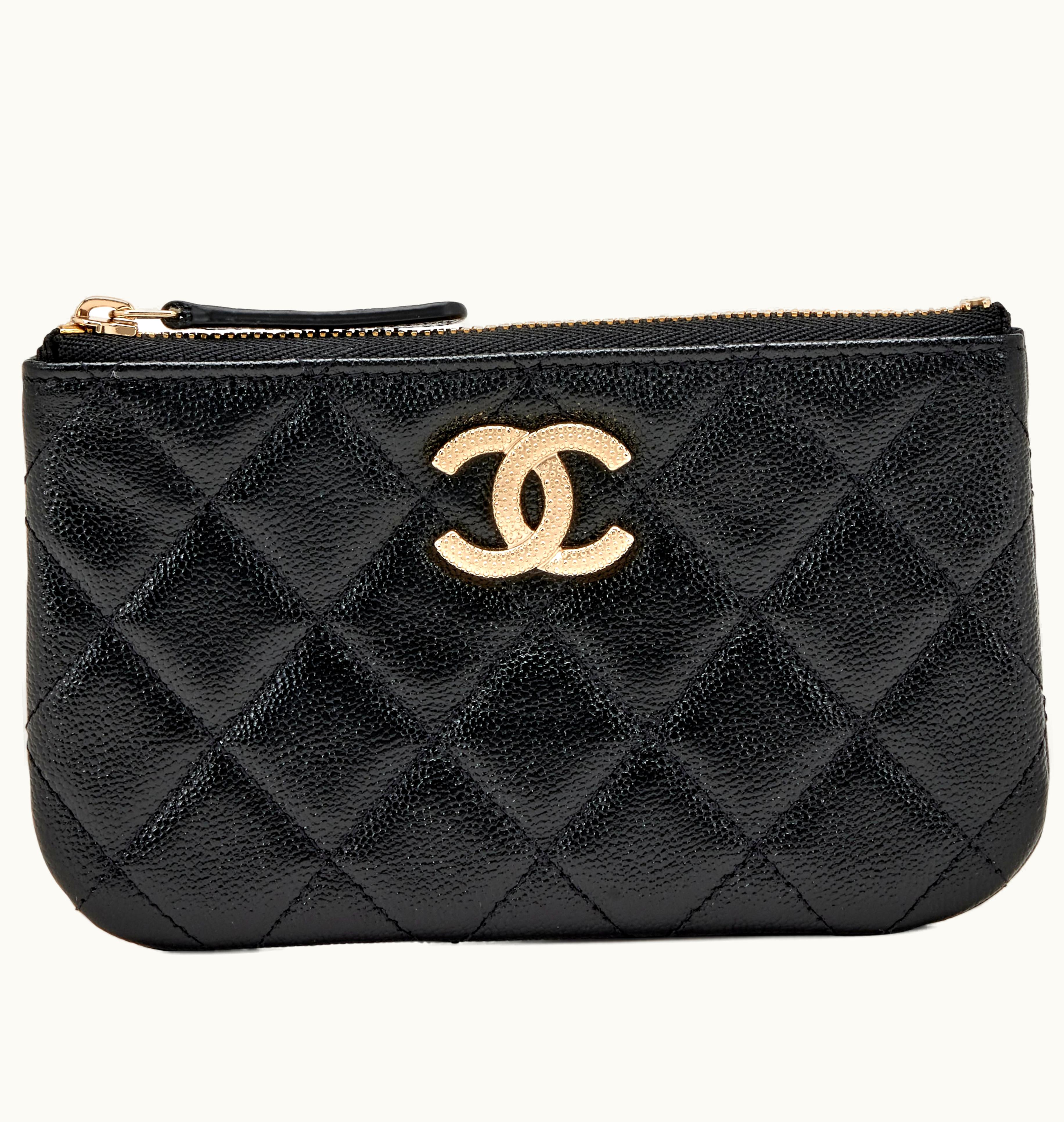 Chanel Chanel Black Quilted Caviar Mini O Case by Chanel with Pale Gold Hardware, releasing in 2022