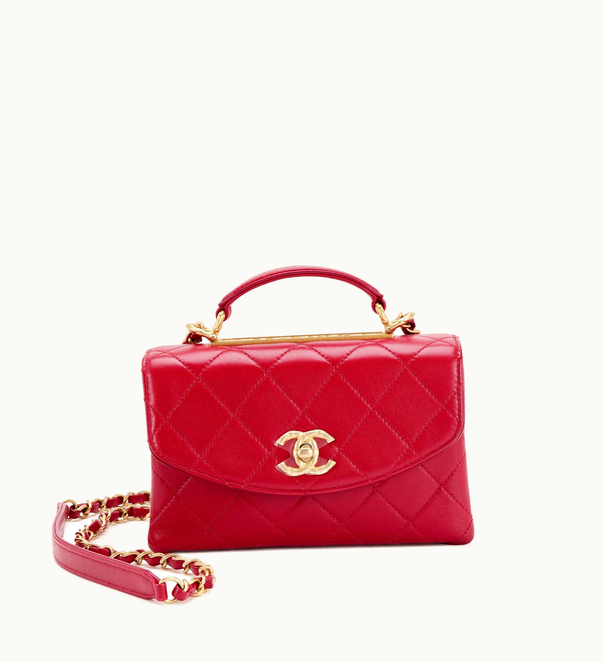 Chanel Chanel Red Lambskin Trendy CC Spirit Top Handle with Gold Hardware, 2020 Edition