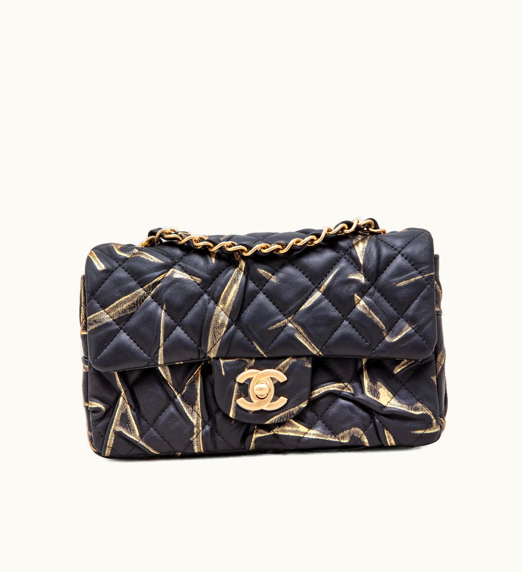 Chanel Chanel Mini Classic Single Flap Bag in Black and Gold - Quilted and Creased Lambskin with Gold Hardware, 2021