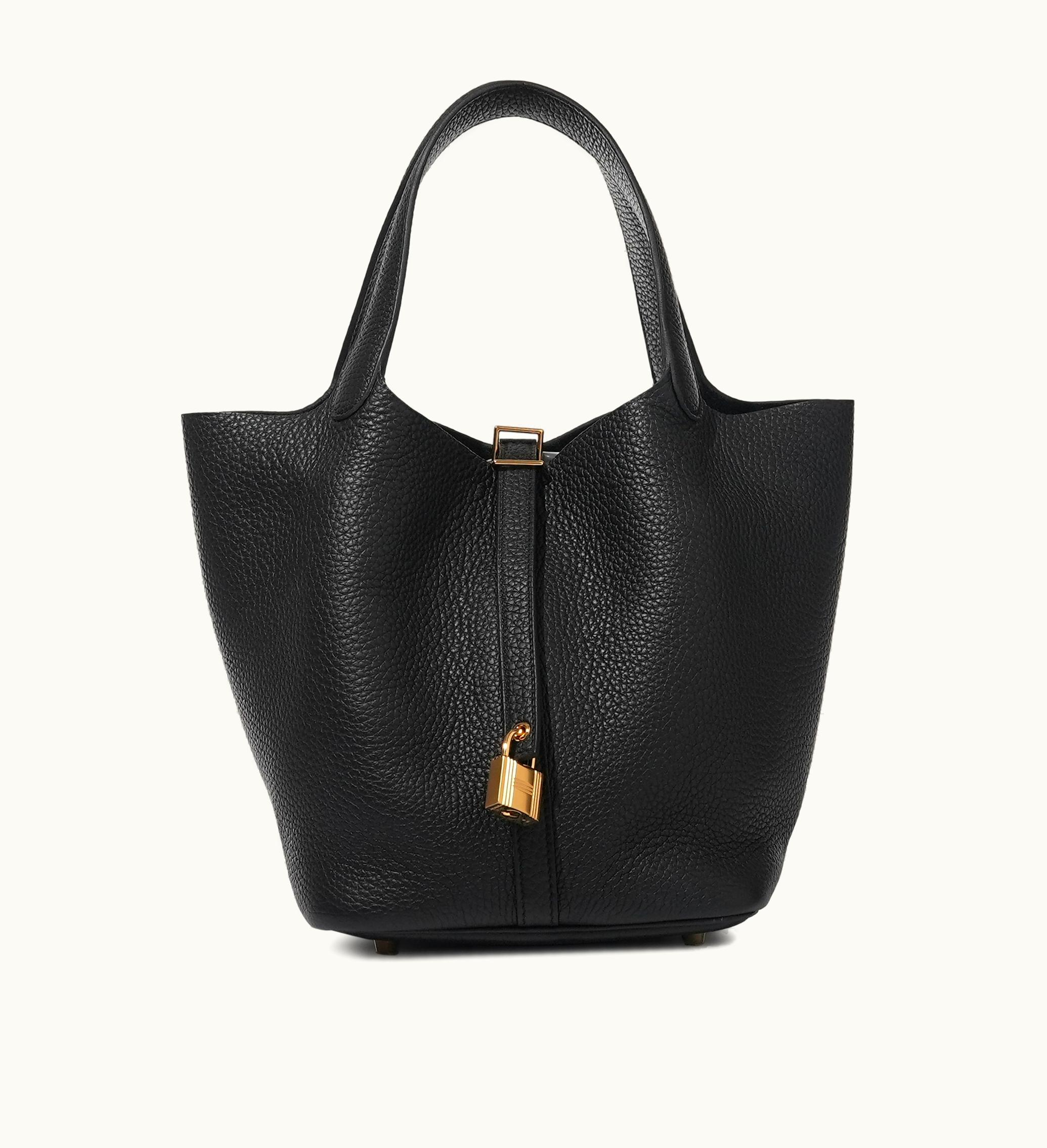 Hermès Hermès 2022 Hermès Picotin Lock 22 - Black Clemence Leather with Gold Hardware