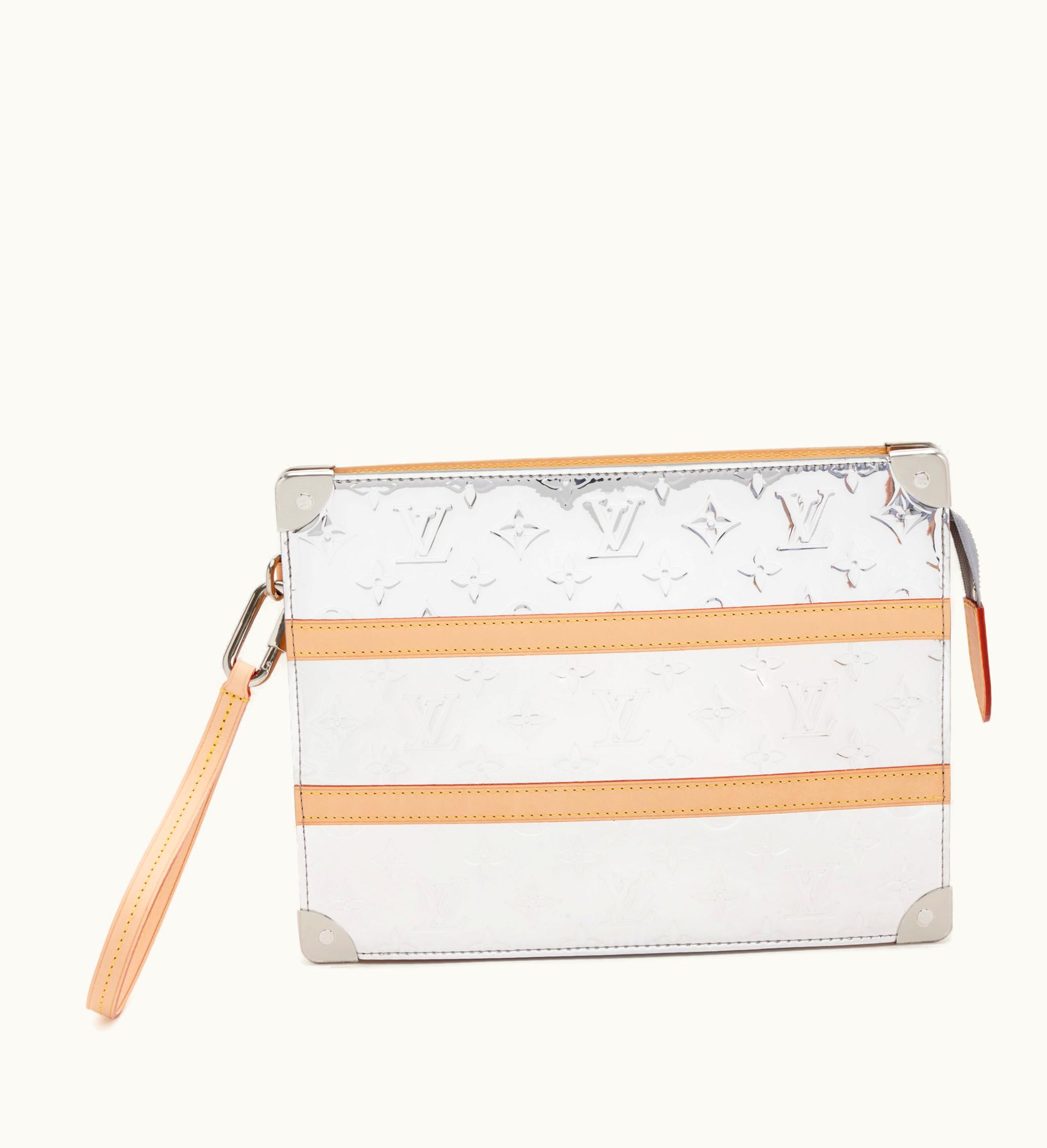Louis Vuitton Louis Vuitton 2021 Silver Hardware Louis Vuitton Virgil Abloh Monogram Mirror Coated Canvas Trunk Pouch