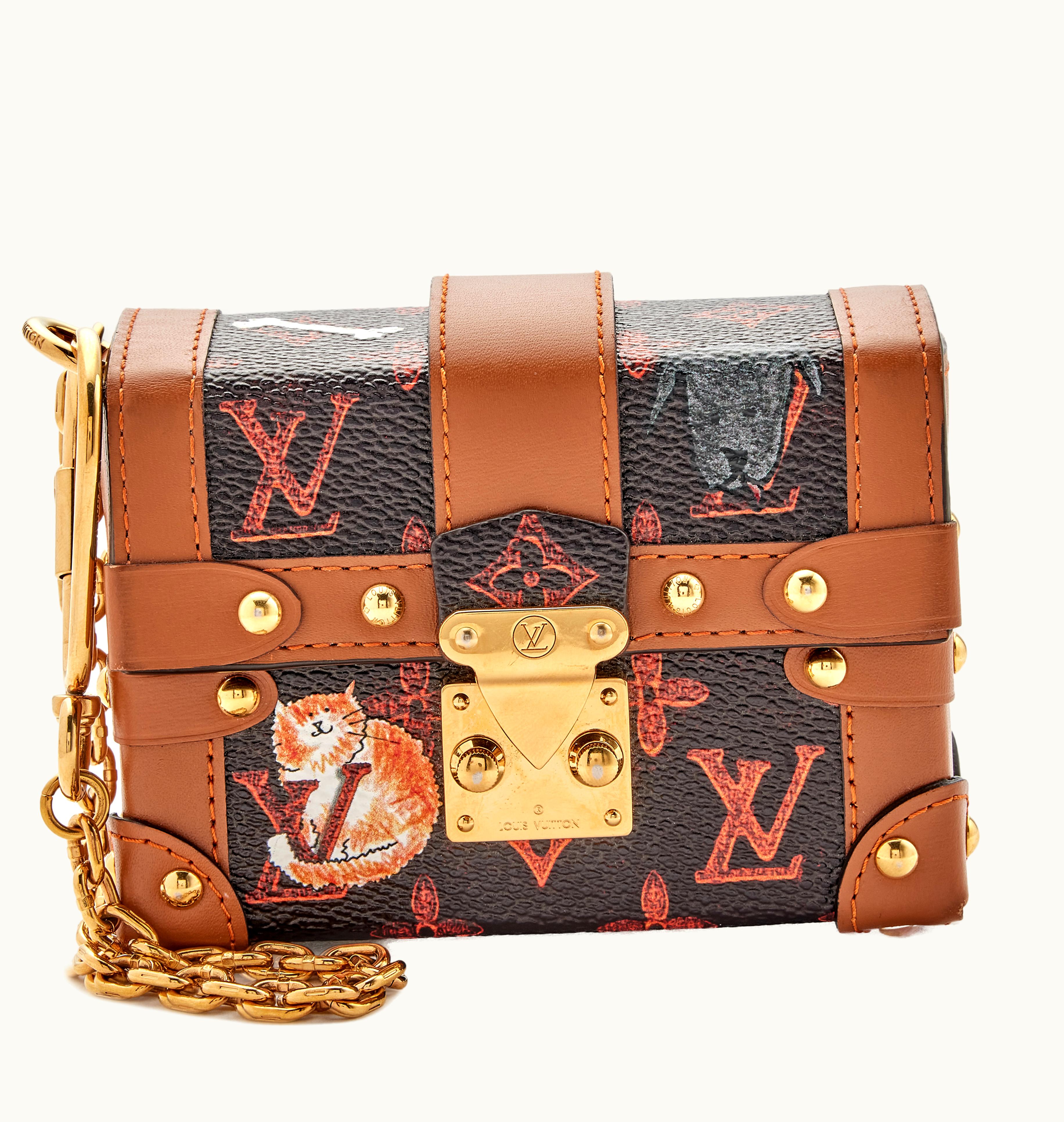 Louis Vuitton Louis Vuitton 2018 Louis Vuitton Grace Coddington Catogram Coated Canvas Mini Essential Trunk with Gold Accents