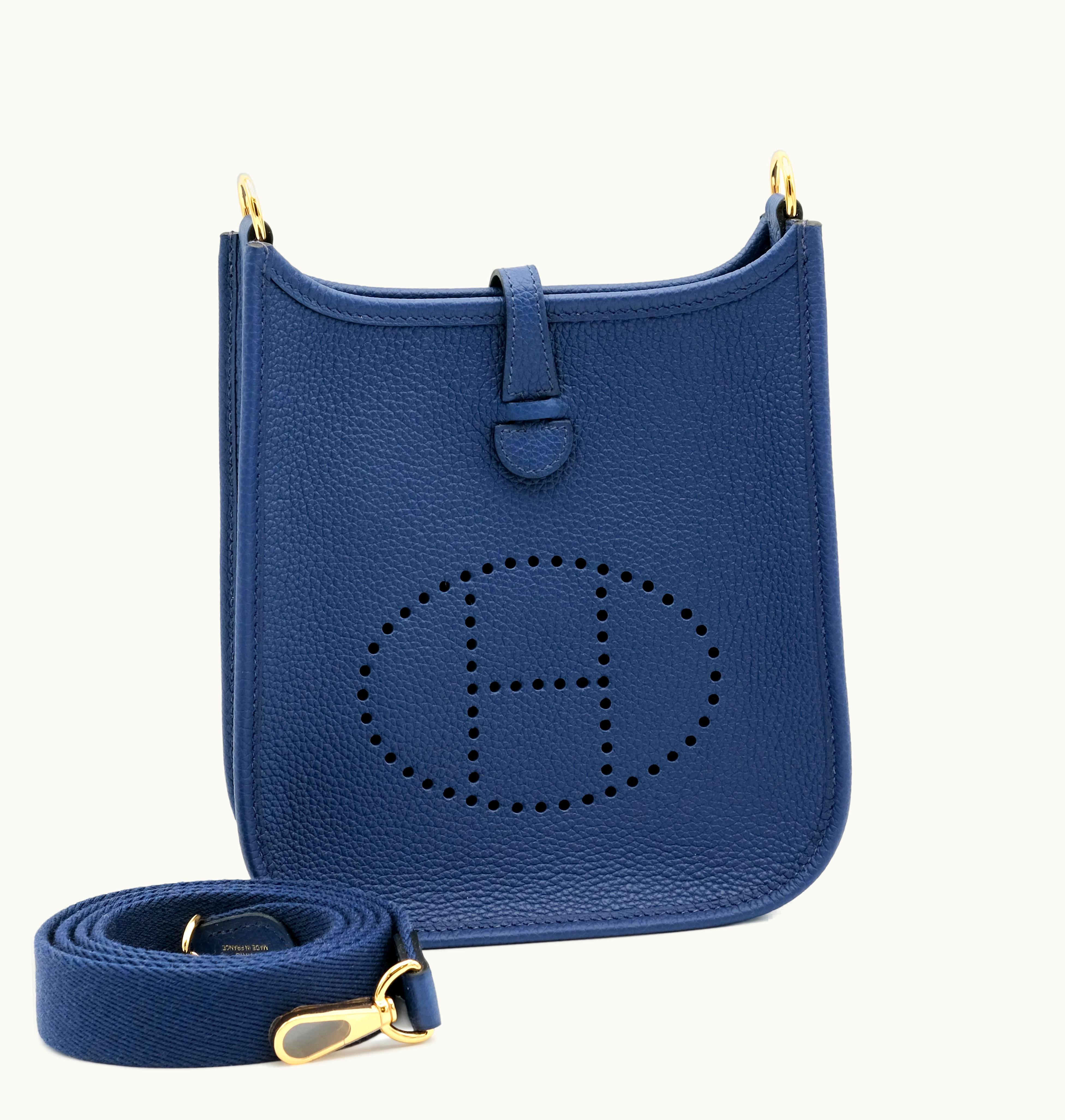 Hermès Hermès Mini Evelyne II TPM 16 Gold Hardware in Bleu Saphir Maurice