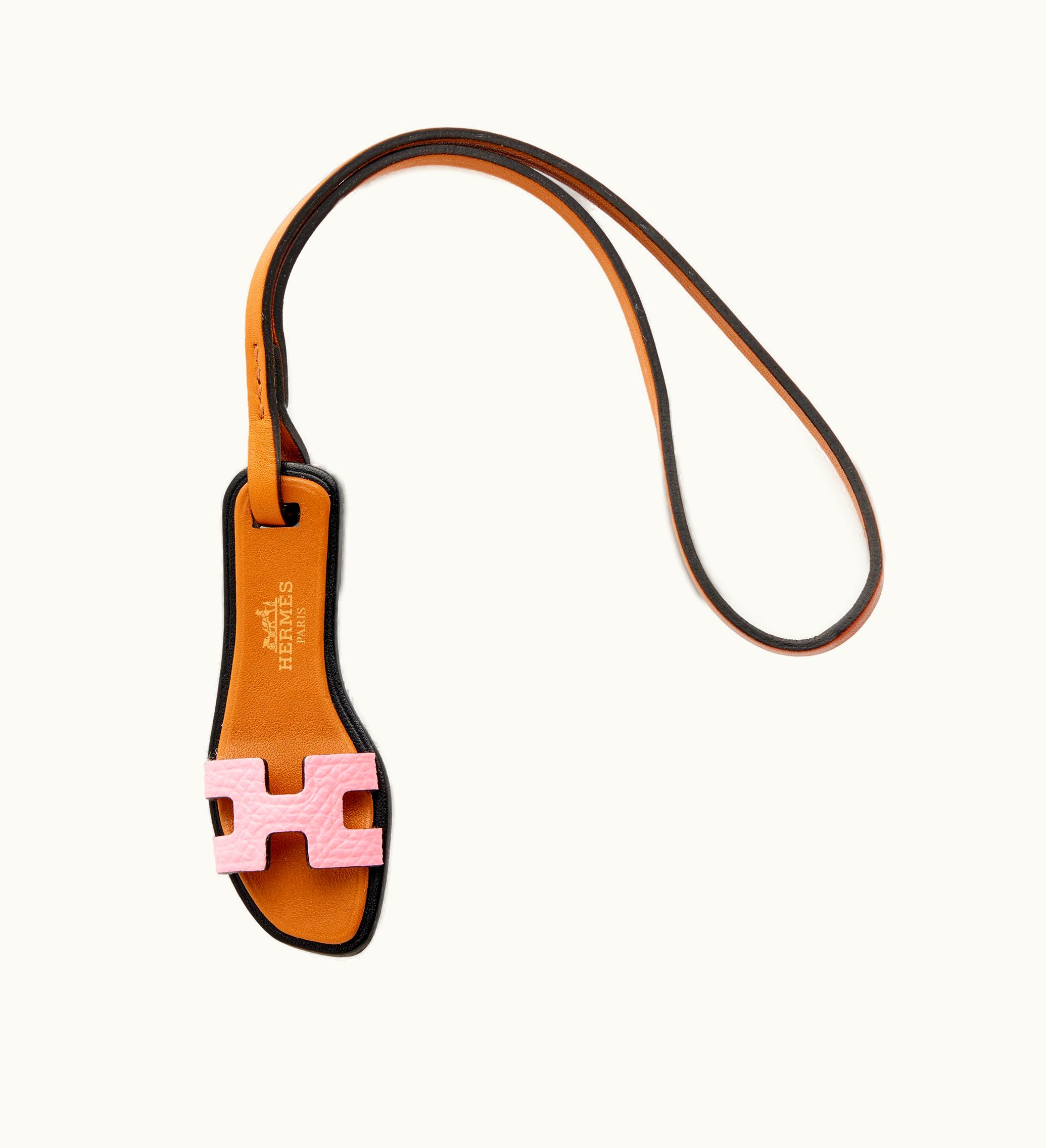 Hermès Hermès Rose Confetti Epsom, Black Hunter and Gold Butler Leather Oran Nano Charm