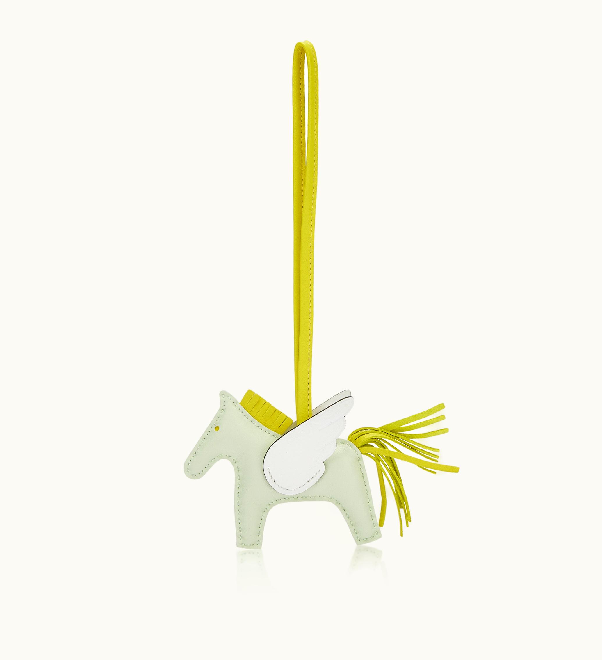 Hermès Hermès Vert Fizz, Lime, New White Milo Lambskin and Swift GriGri Rodeo Pegase Charm PM, 2023